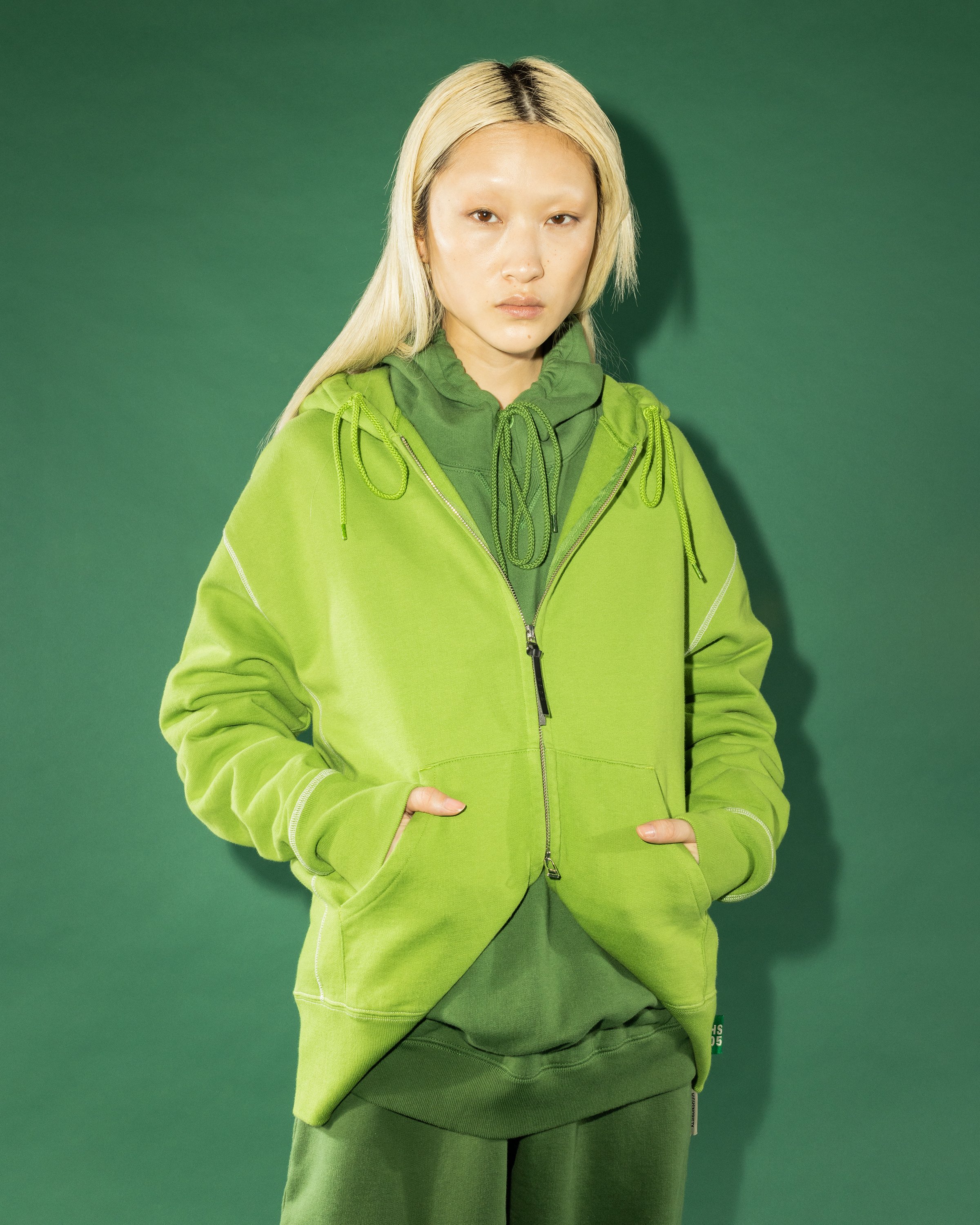 Highsnobiety - Contrast Stitch Fleece Hoodie Green - Clothing - Green - Image 7