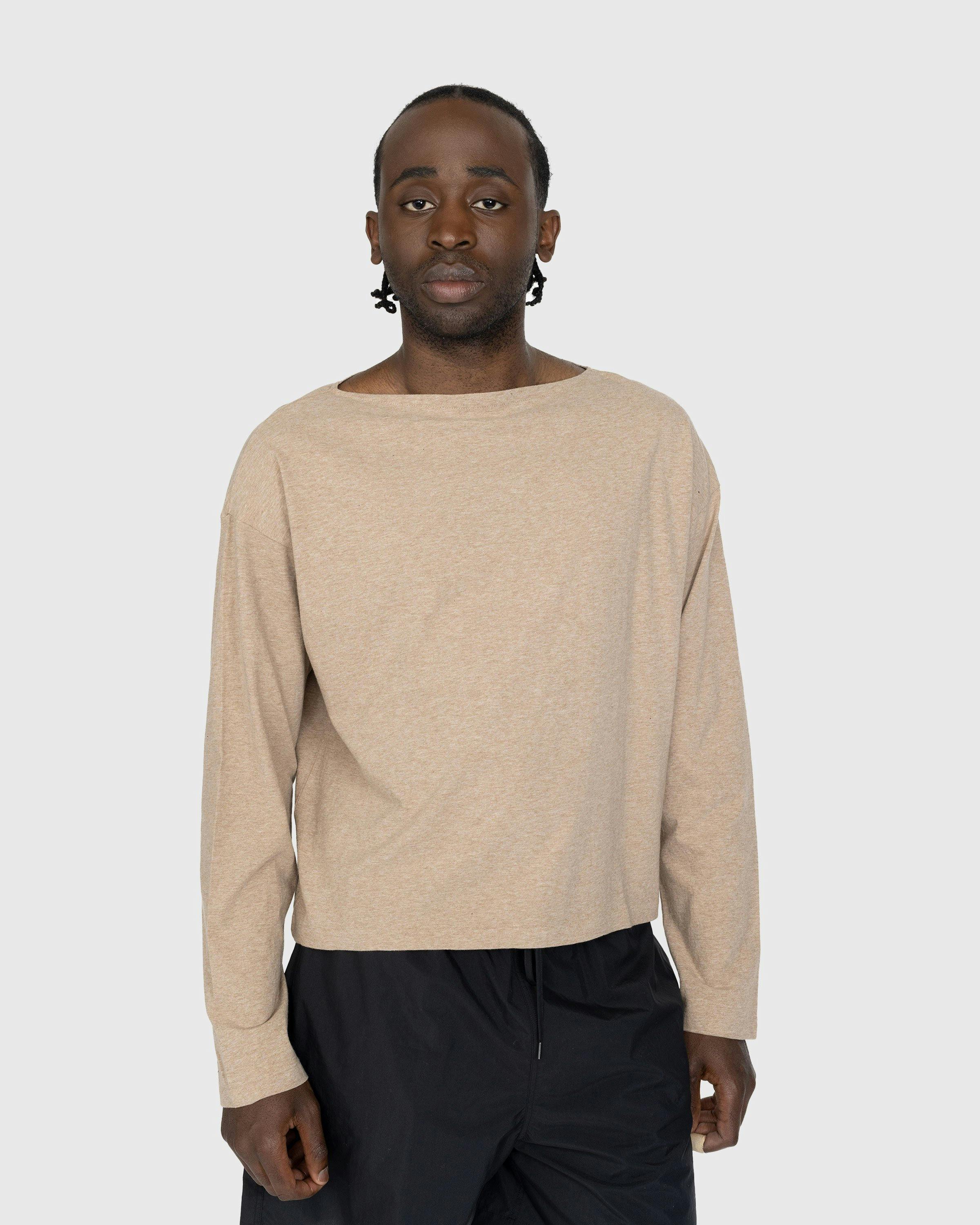 Auralee - Hard Twist Cotton Cashmere Boat Neck Longsleeve Tee Beige - Clothing - Beige - Image 2