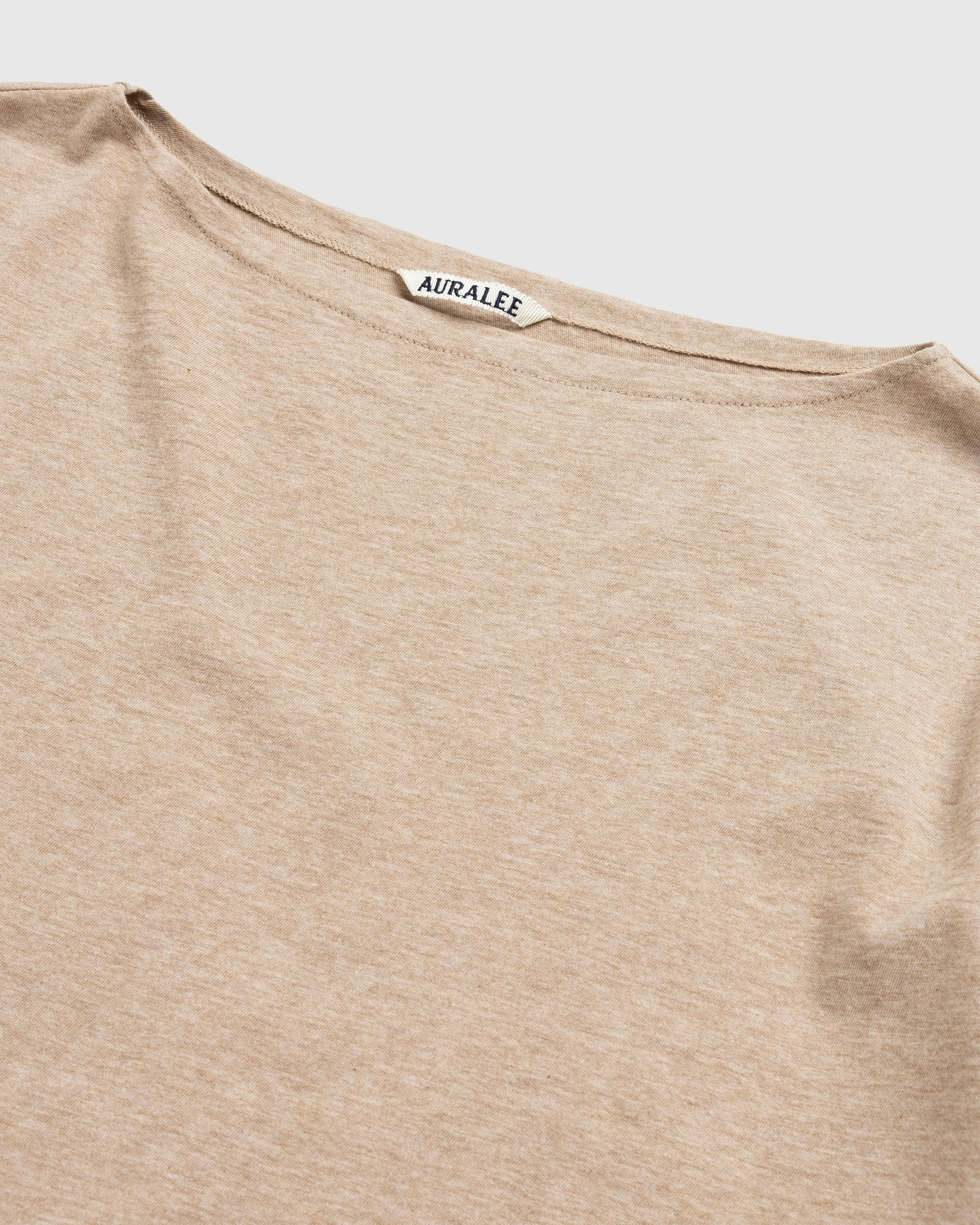 Auralee - Hard Twist Cotton Cashmere Boat Neck Longsleeve Tee Beige - Clothing - Beige - Image 5