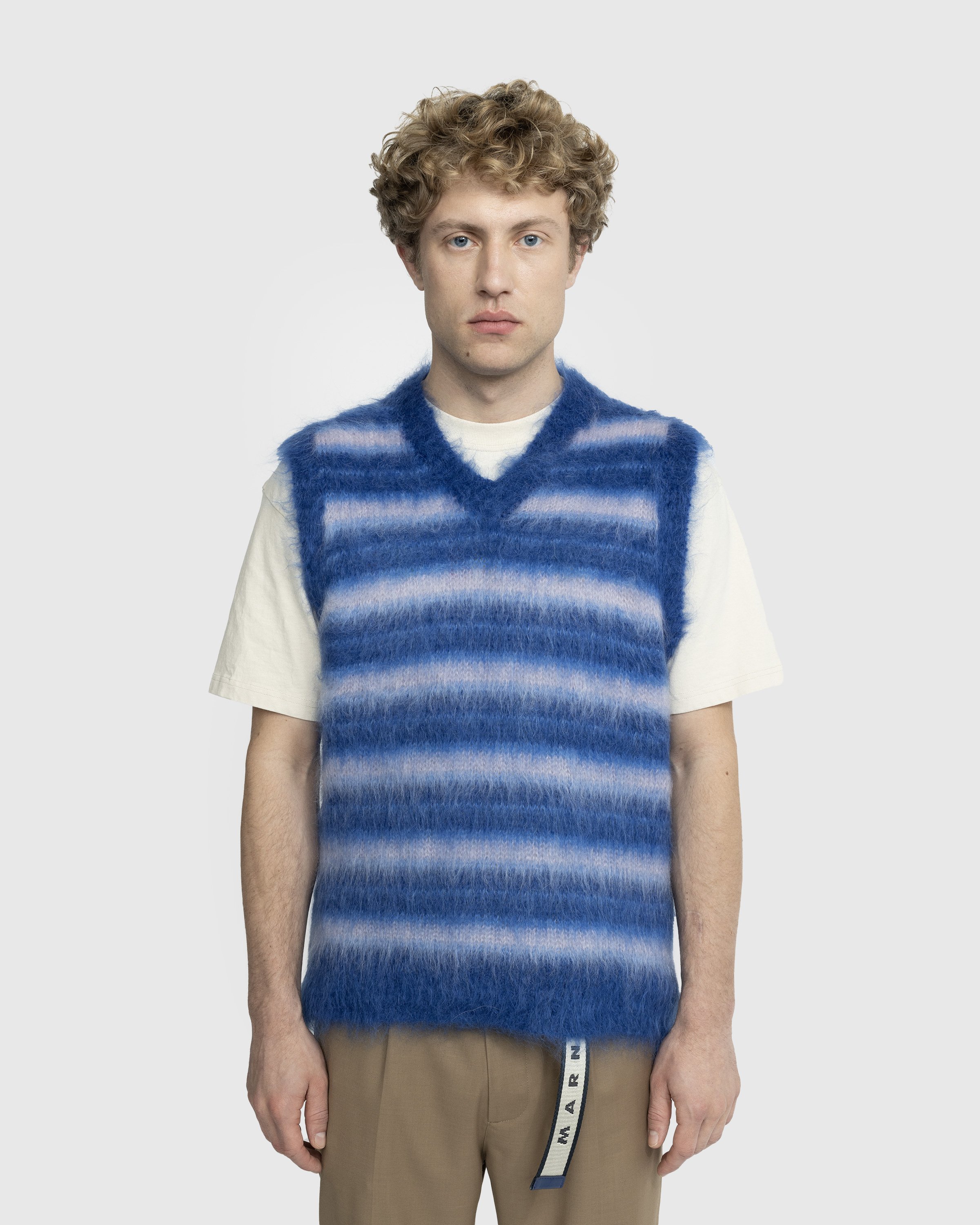 Marni - Striped V-Neck Sweater Vest Blue - Clothing - Blue - Image 2