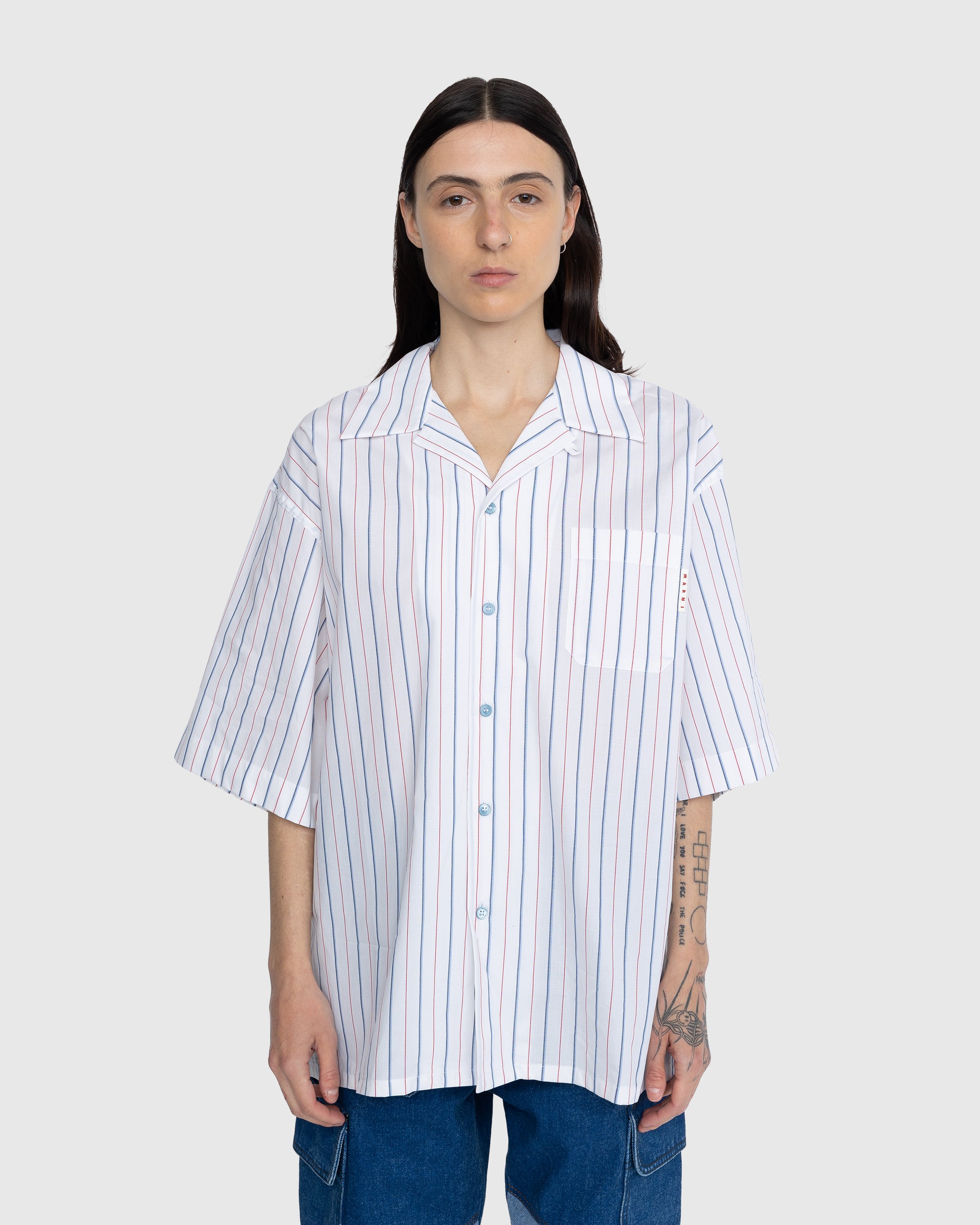 Marni - Striped Button-Up Shirt White - Clothing - White - Image 2