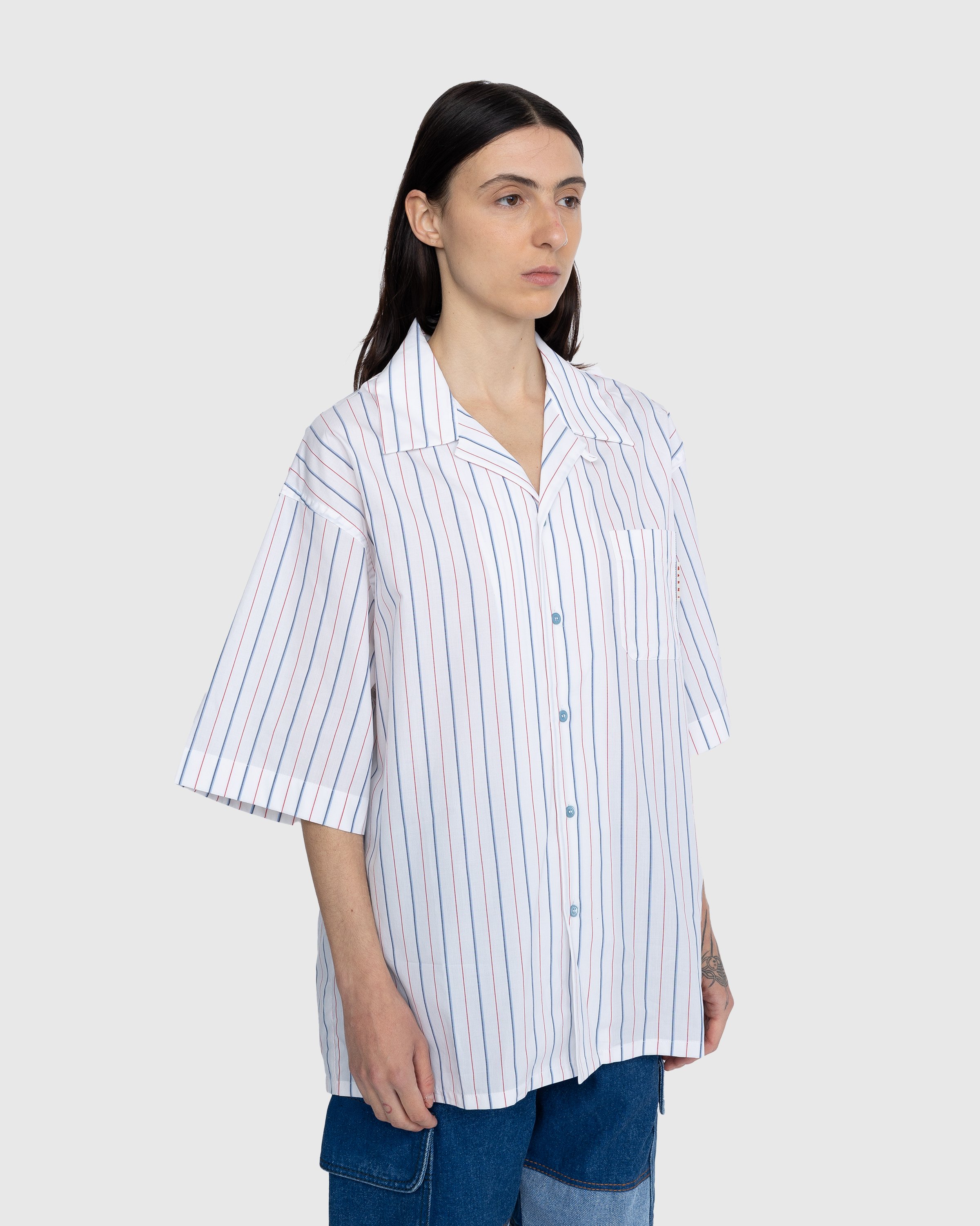Marni - Striped Button-Up Shirt White - Clothing - White - Image 4