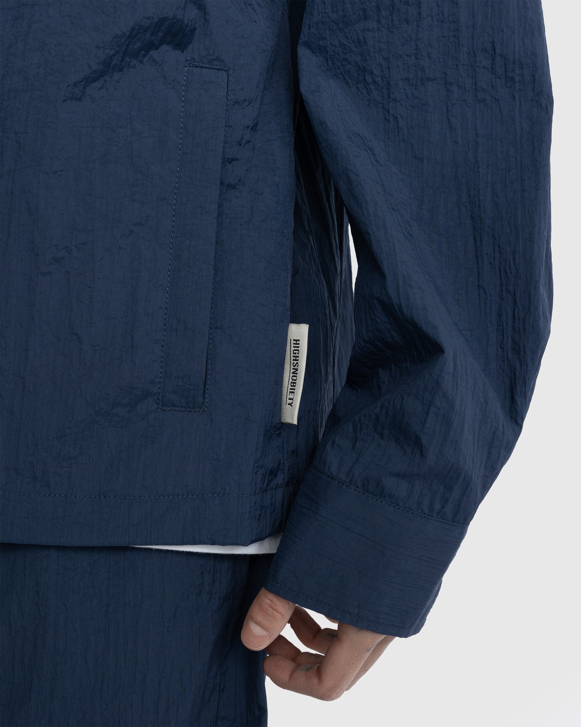 Highsnobiety - Texture Nylon Zipper Shirt Jacket Deep Blue - Clothing - Blue - Image 5