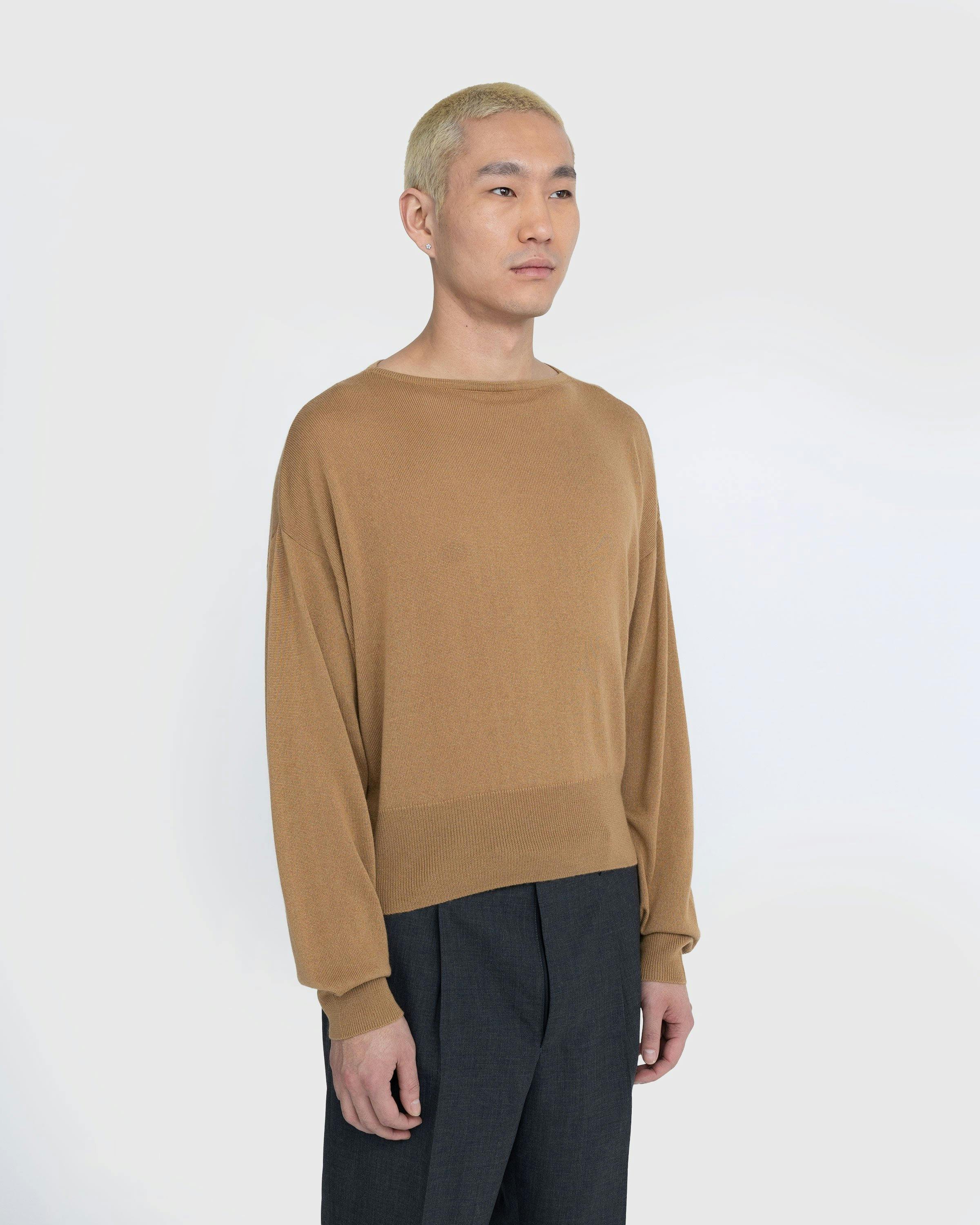 Auralee - Super Fine Cashmere Silk Knit Boat Neck Pullover Camel - Clothing - Brown - Image 3