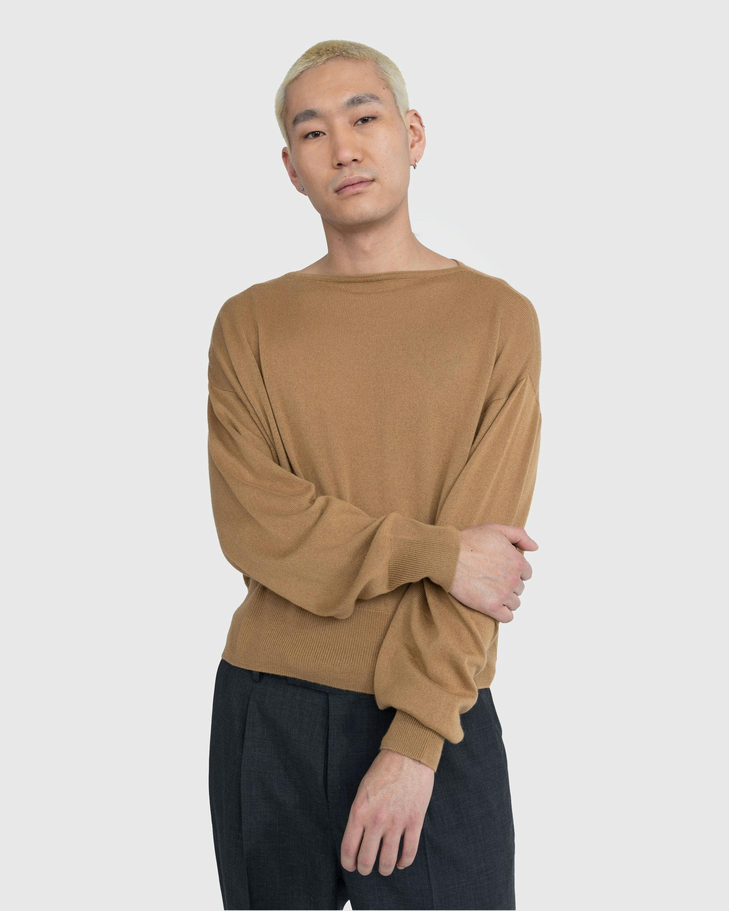 Auralee - Super Fine Cashmere Silk Knit Boat Neck Pullover Camel - Clothing - Brown - Image 5