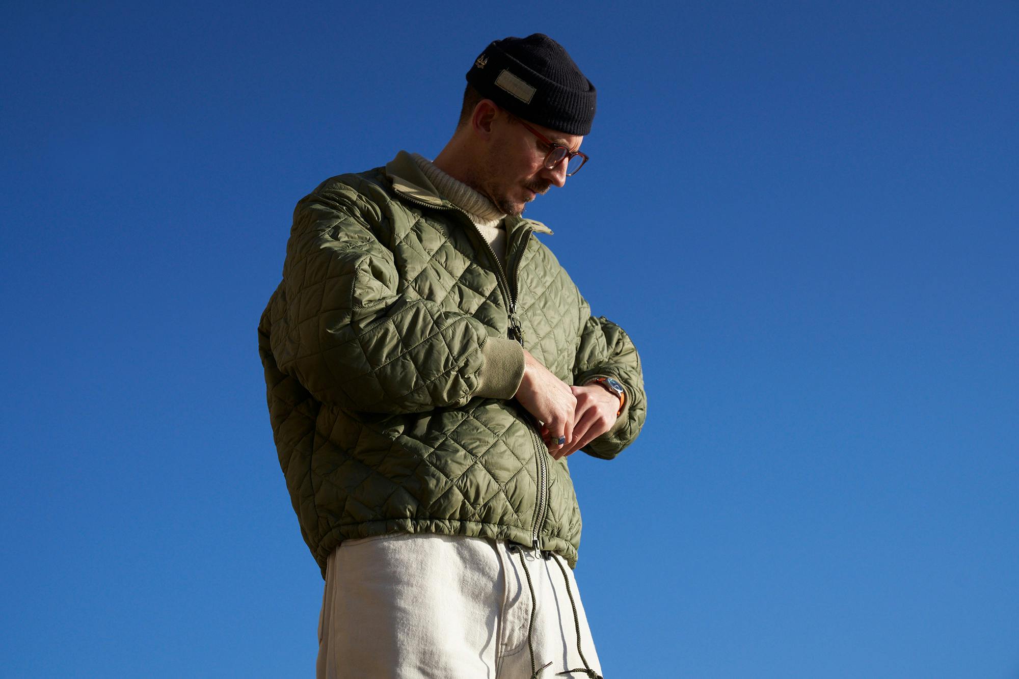 Ed traveling around London in his Barbour quilt jacket