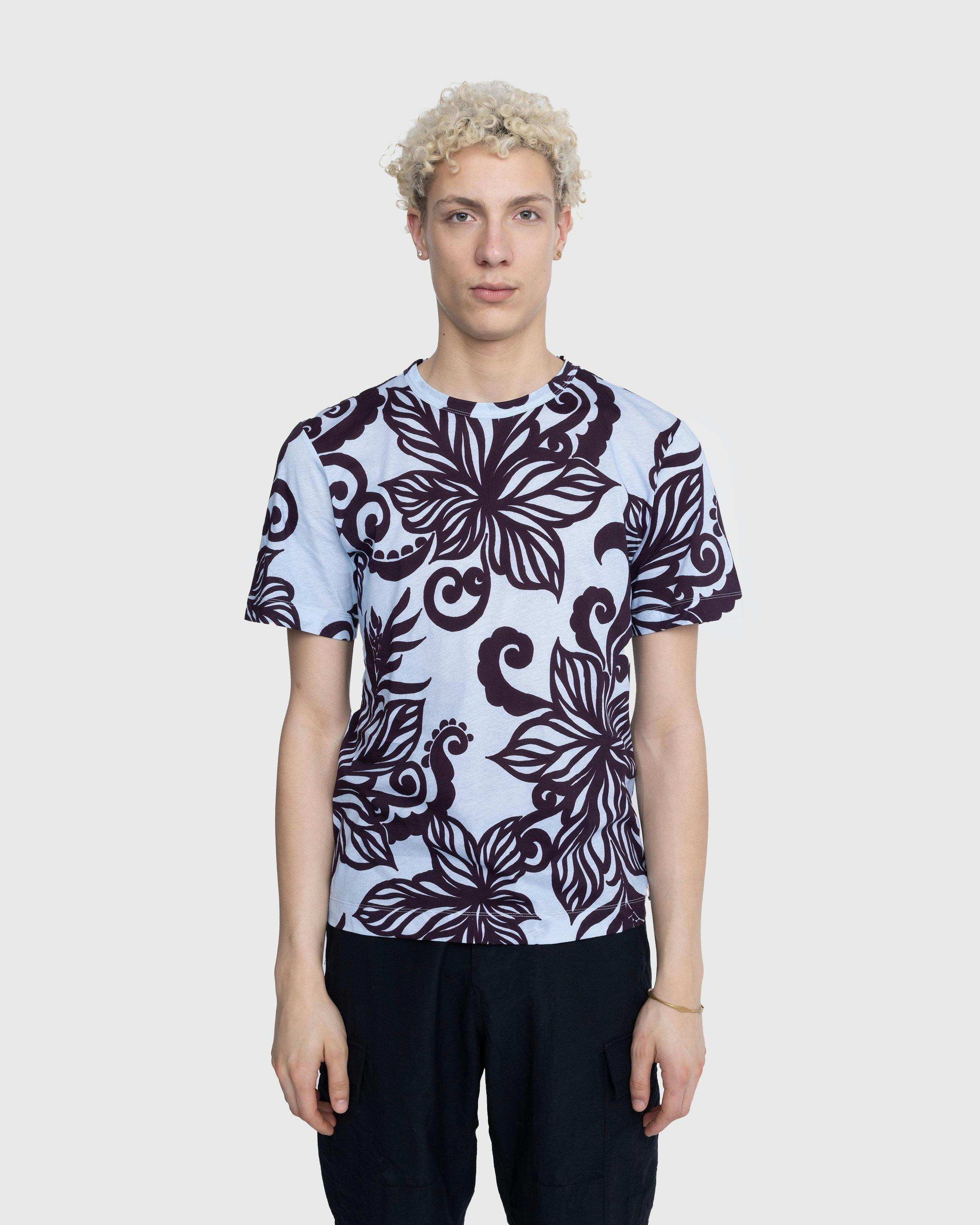 Dries van Noten - Habba Leaves T-Shirt Light Blue - Clothing - Blue - Image 2