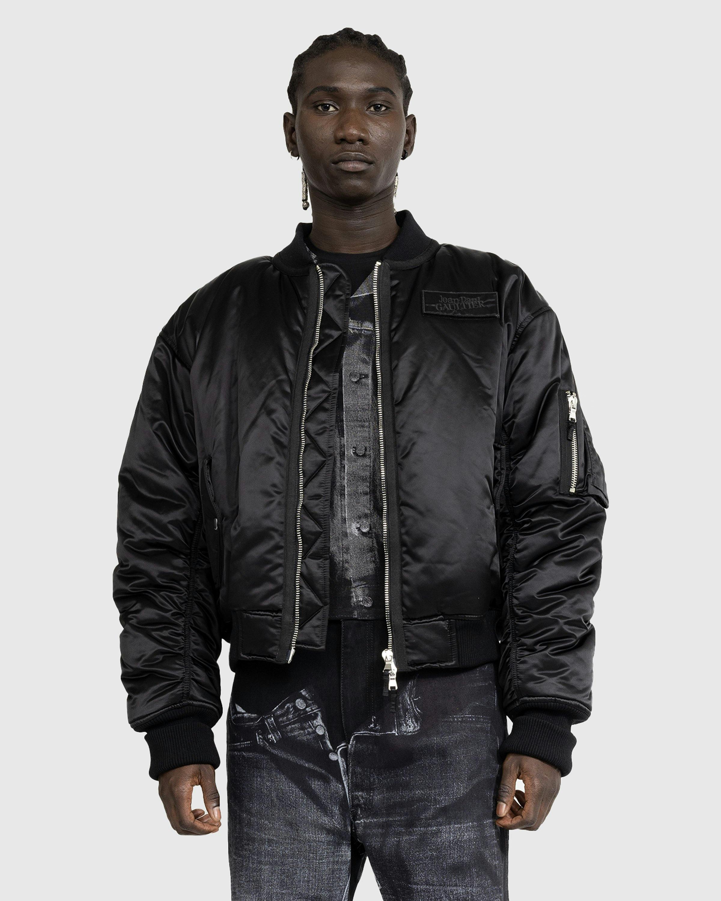 Jean Paul Gaultier - Oversized Satin Bomber Jacket Black/Grey - Clothing - Black - Image 2