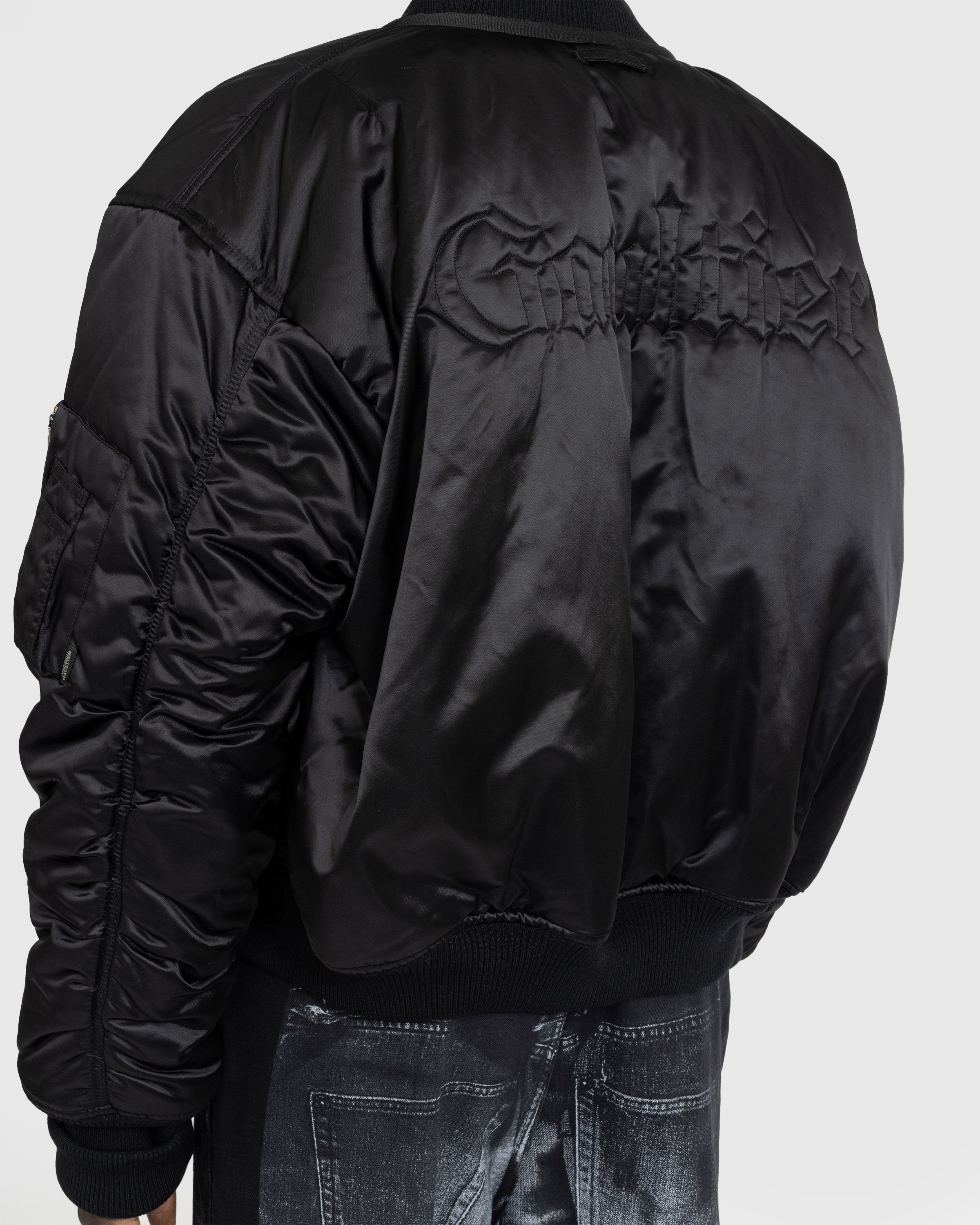 Jean Paul Gaultier - Oversized Satin Bomber Jacket Black/Grey - Clothing - Black - Image 5