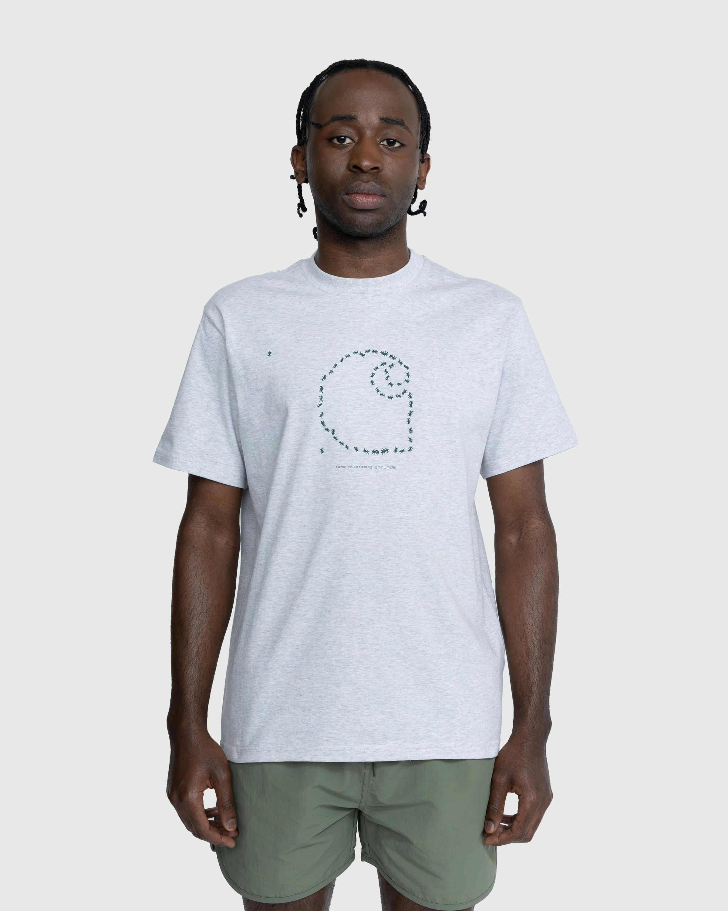 Carhartt WIP - Stomping Grounds T-Shirt Ash Heather/Dollar Green - Clothing - Black - Image 2