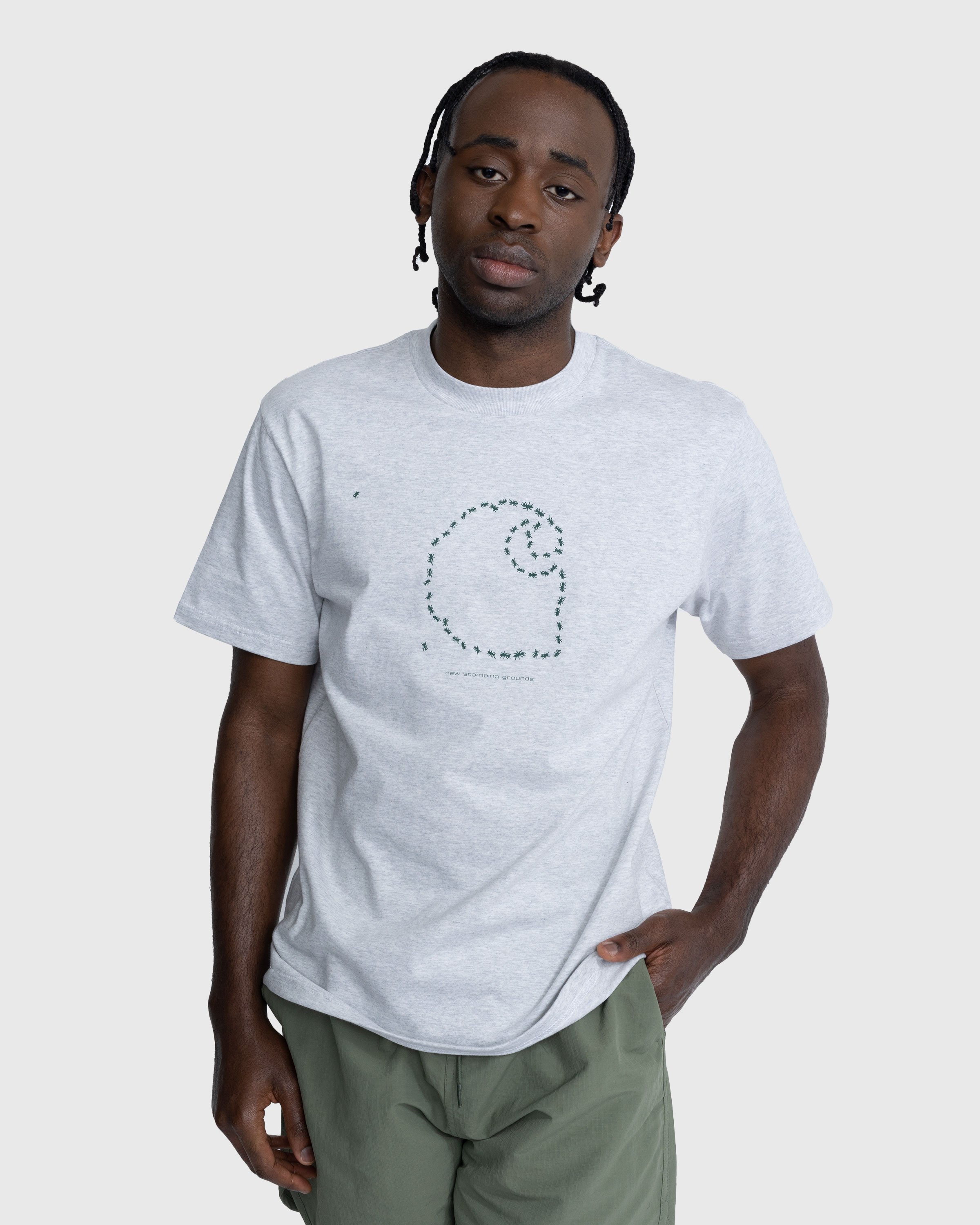Carhartt WIP - Stomping Grounds T-Shirt Ash Heather/Dollar Green - Clothing - Black - Image 5