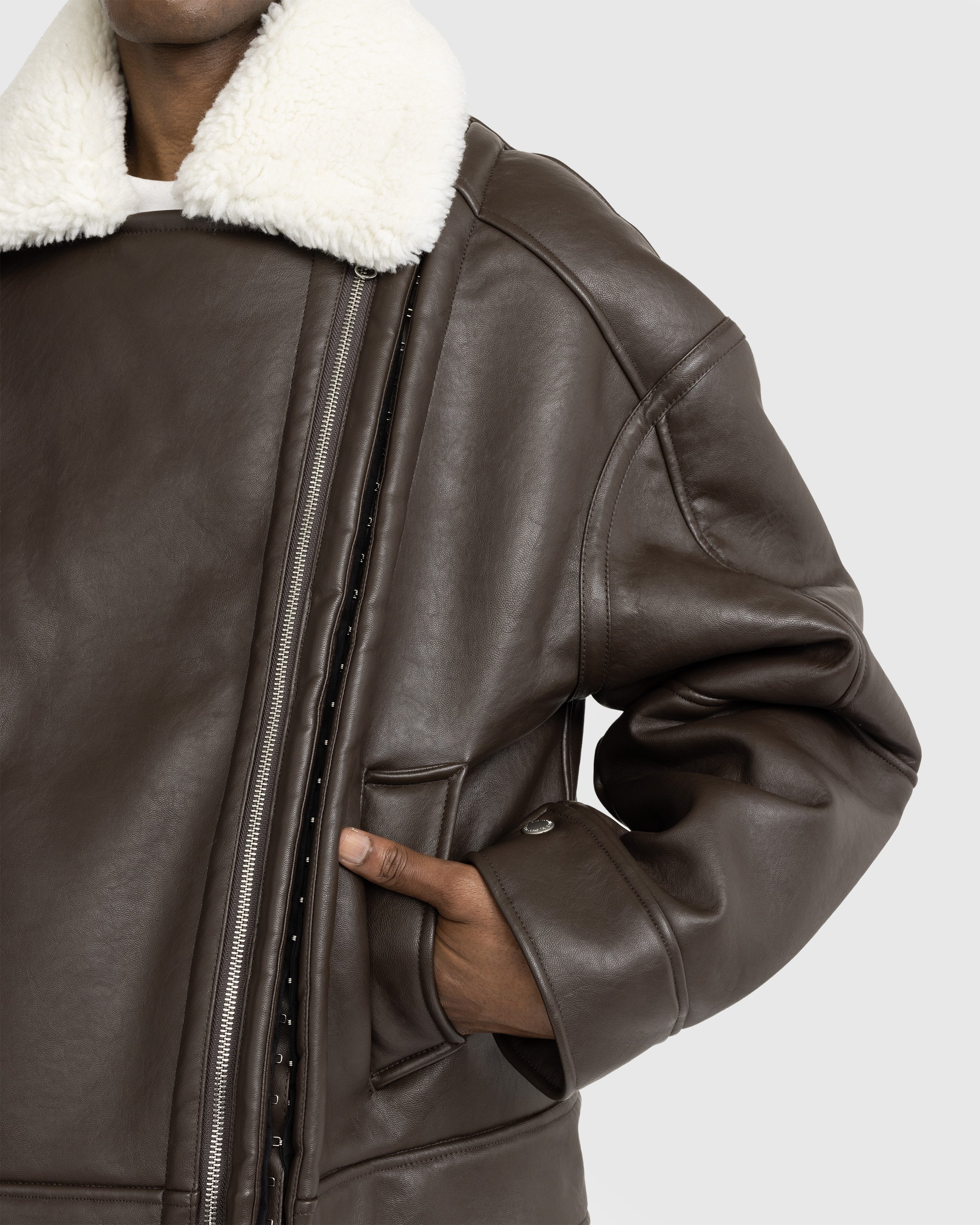 Y/Project - HOOK AND EYE SHEARLING JACKET - Clothing - Brown - Image 5