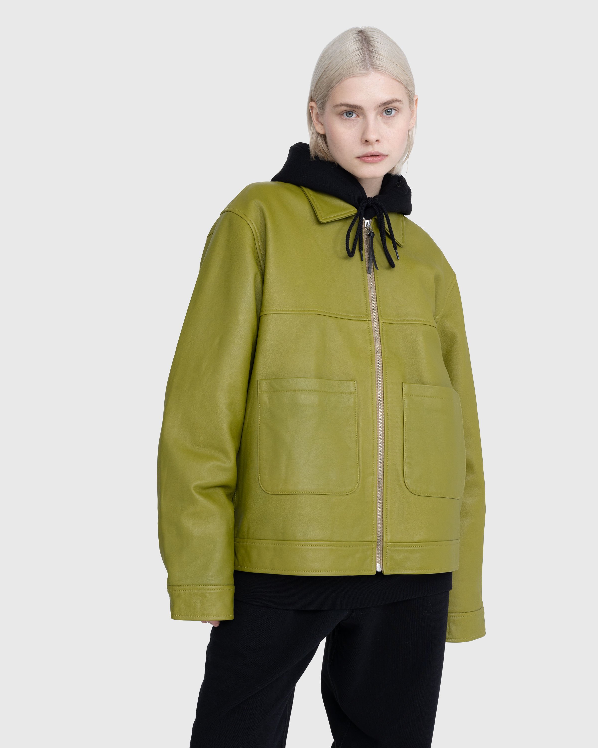 Highsnobiety - Leather Jacket Olive Green - Clothing - Green - Image 11