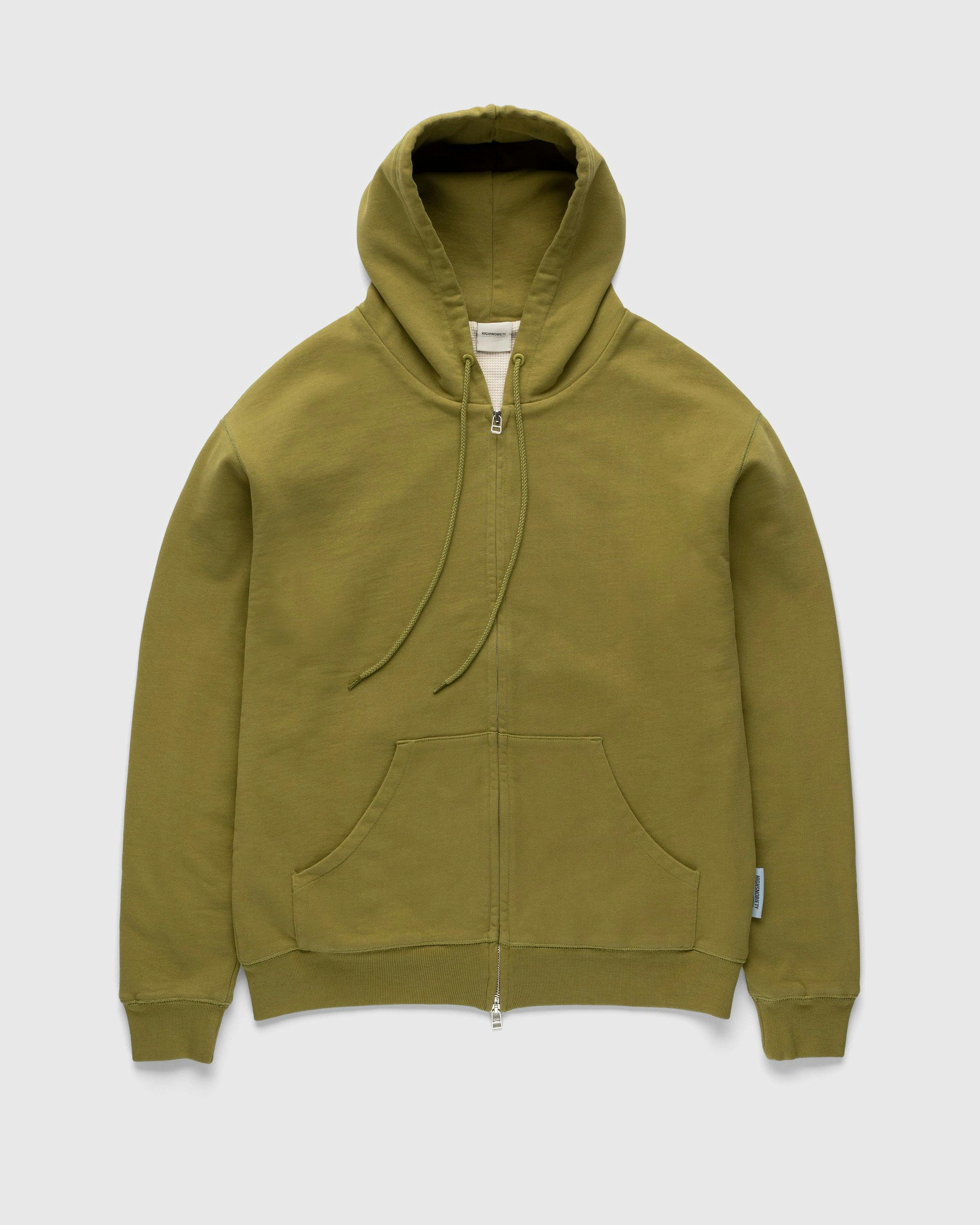 Highsnobiety - Thermal Zip Fleece Hoodie Dark Olive - Clothing - Brown - Image 1