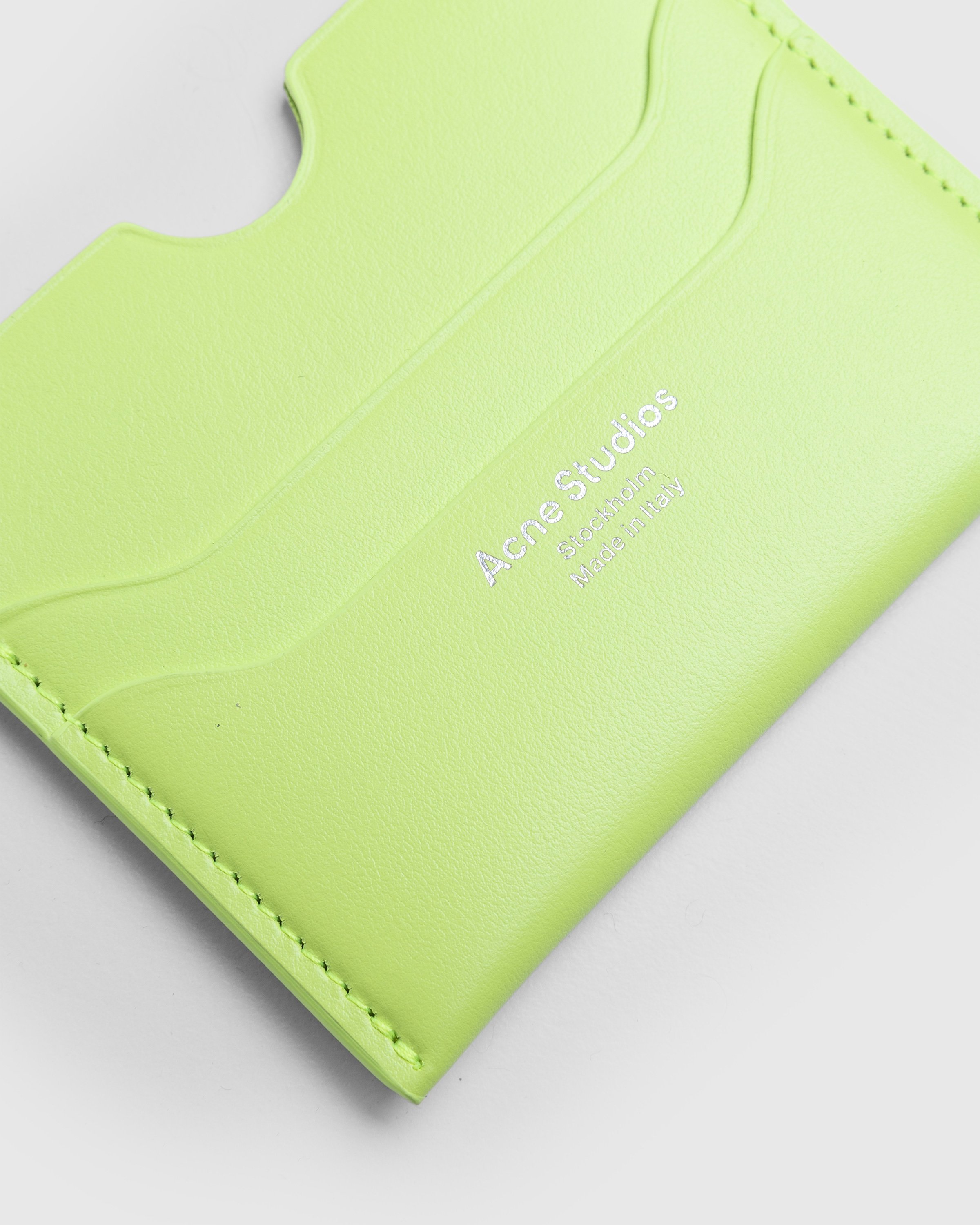 Acne Studios - Leather Card Holder Lime Green - Accessories - Green - Image 3