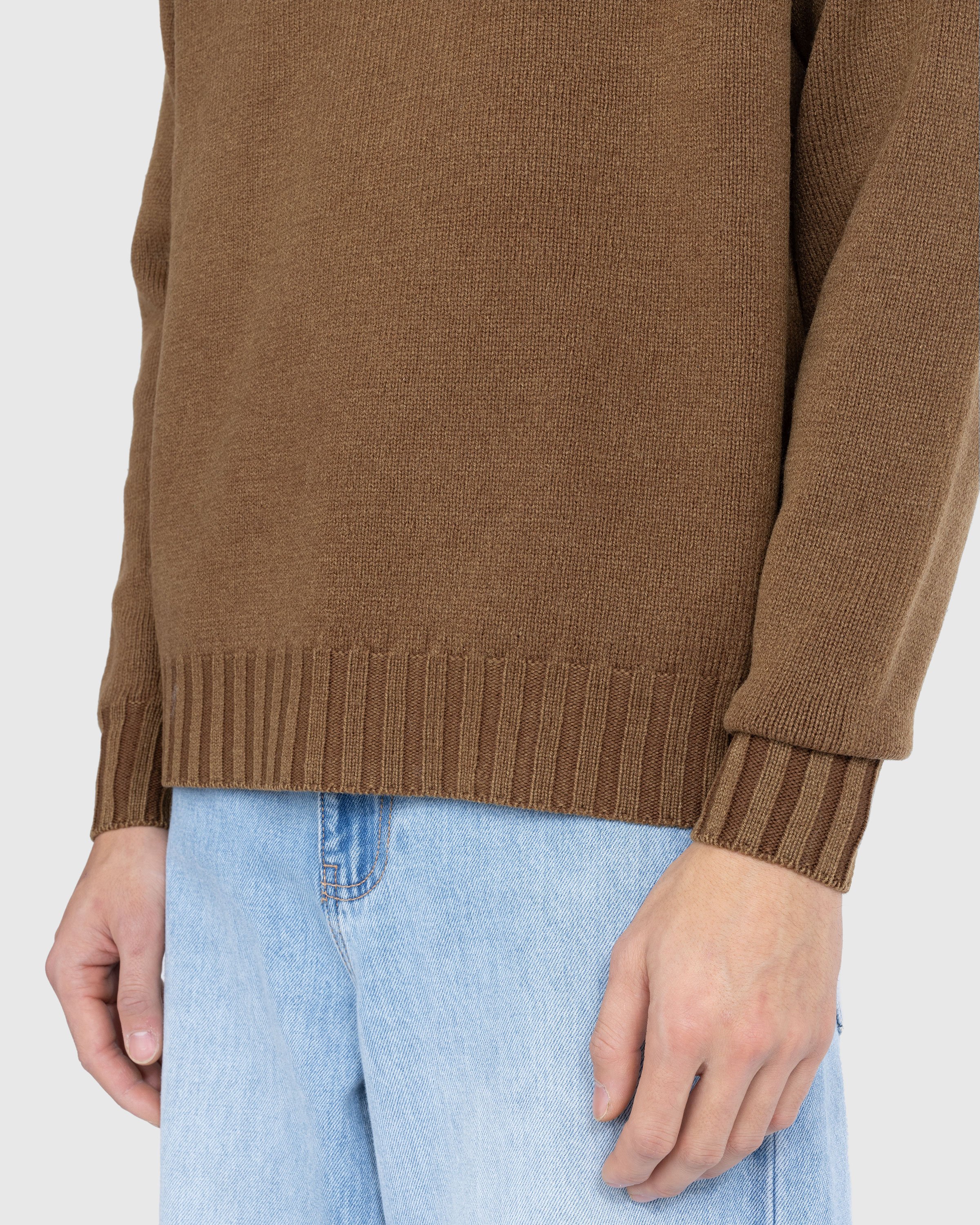 Auralee - Washed French Merino Knit Crewneck Brown - Clothing - Brown - Image 5