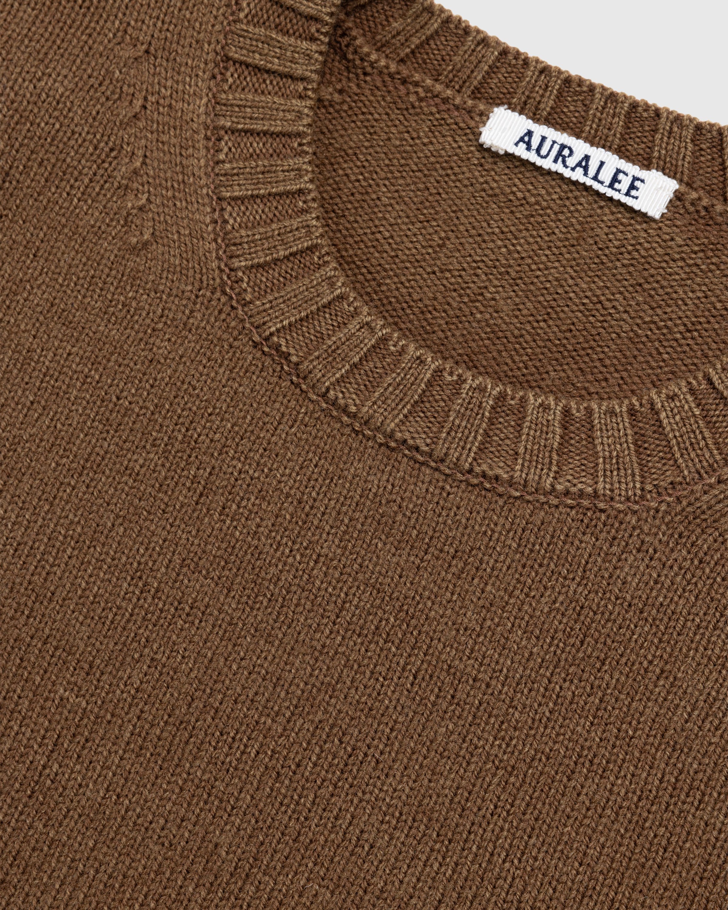 Auralee - Washed French Merino Knit Crewneck Brown - Clothing - Brown - Image 6
