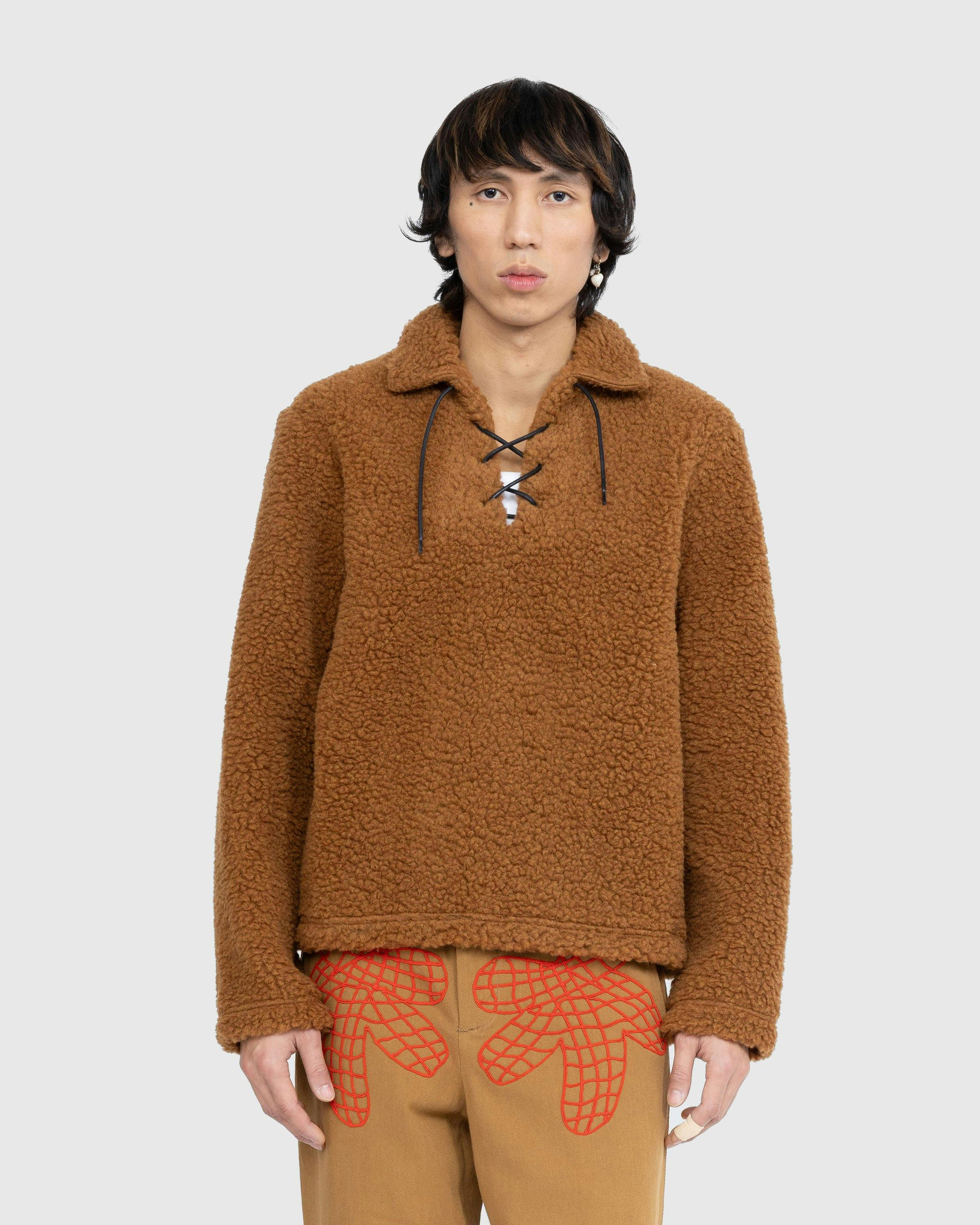 Bode - Fleece Tie-Up Pullover Caramel - Clothing - Beige - Image 2