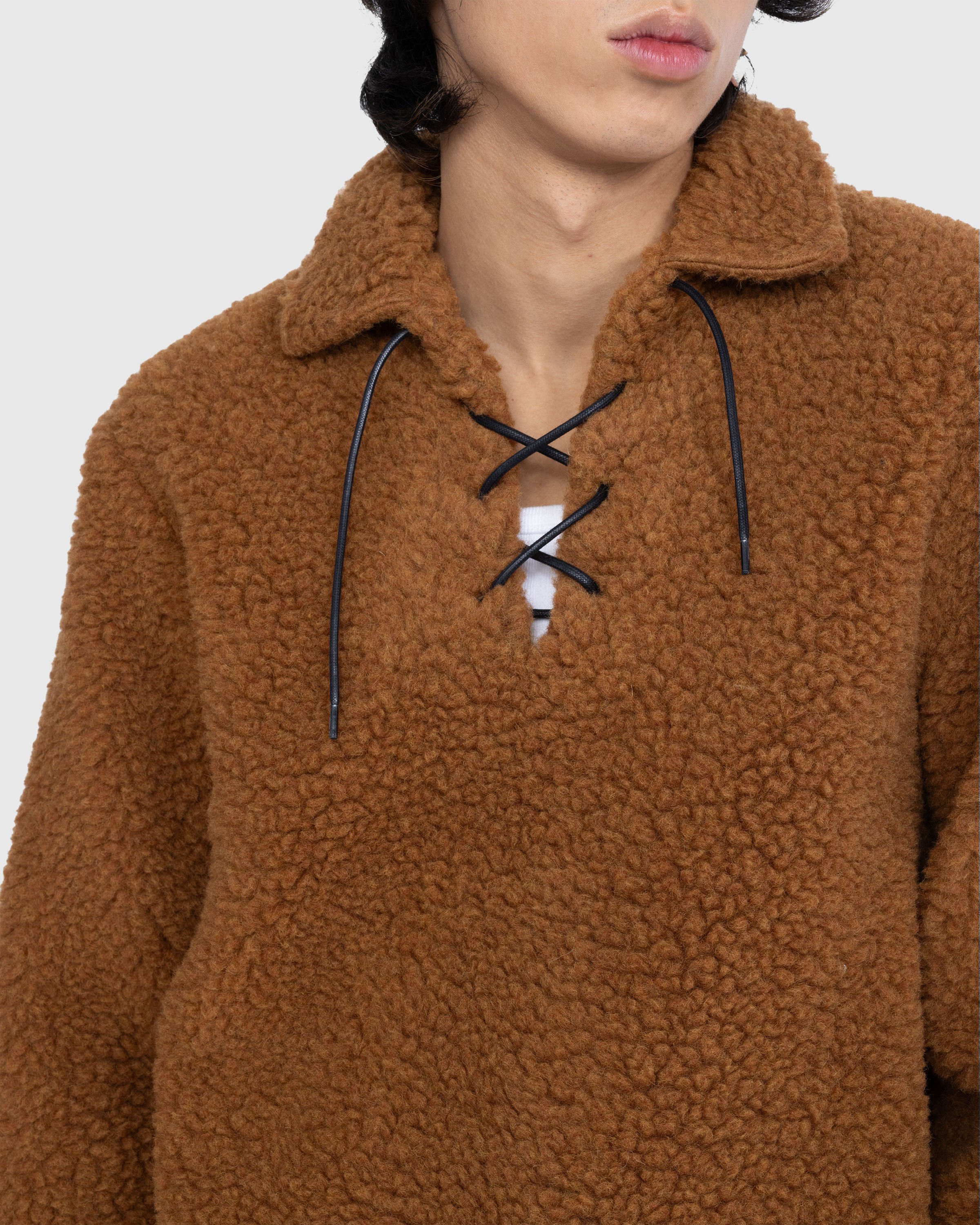 Bode - Fleece Tie-Up Pullover Caramel - Clothing - Beige - Image 5