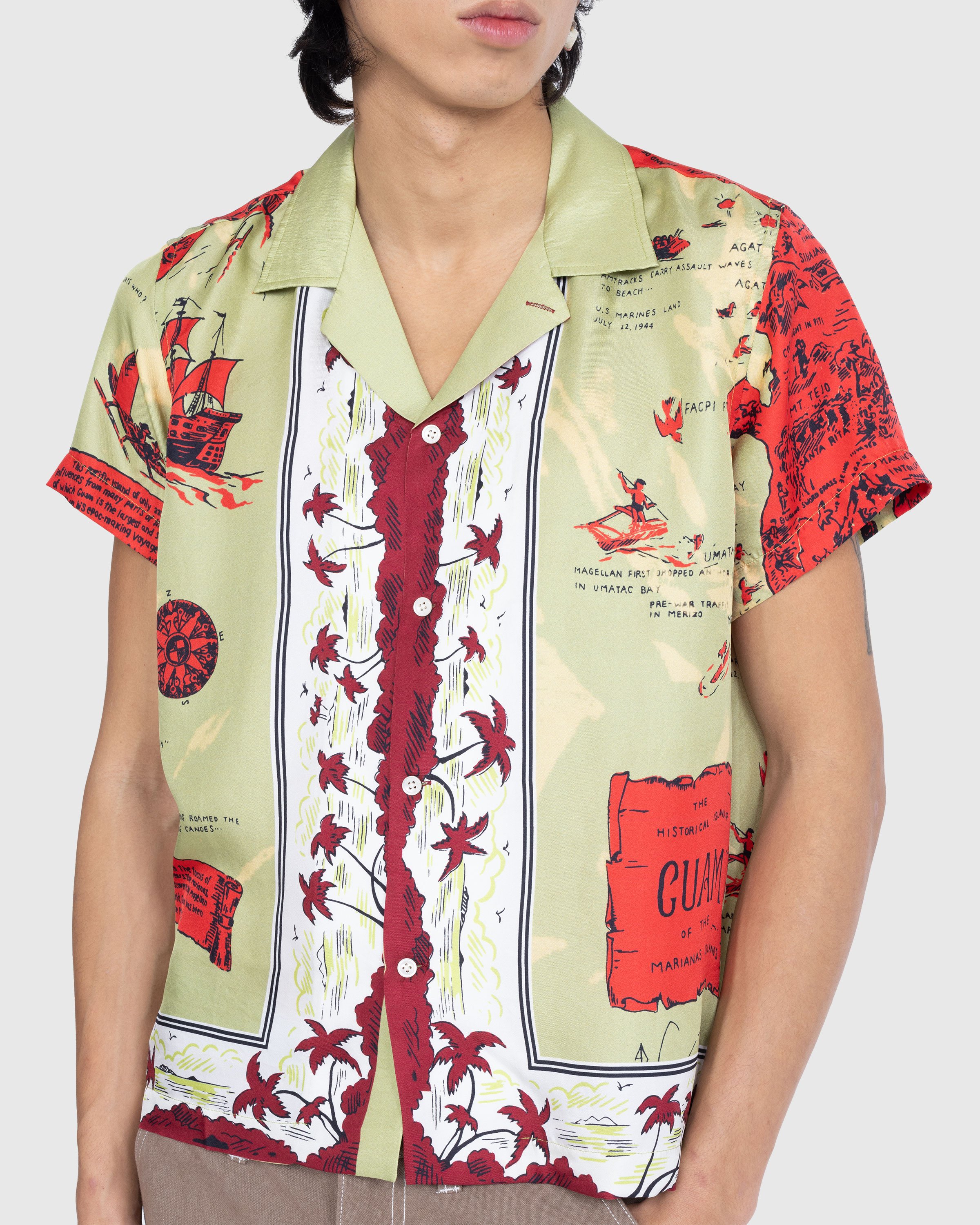 Bode - Guam Short-Sleeve Shirt Green/Red - Clothing - MULTI - Image 7