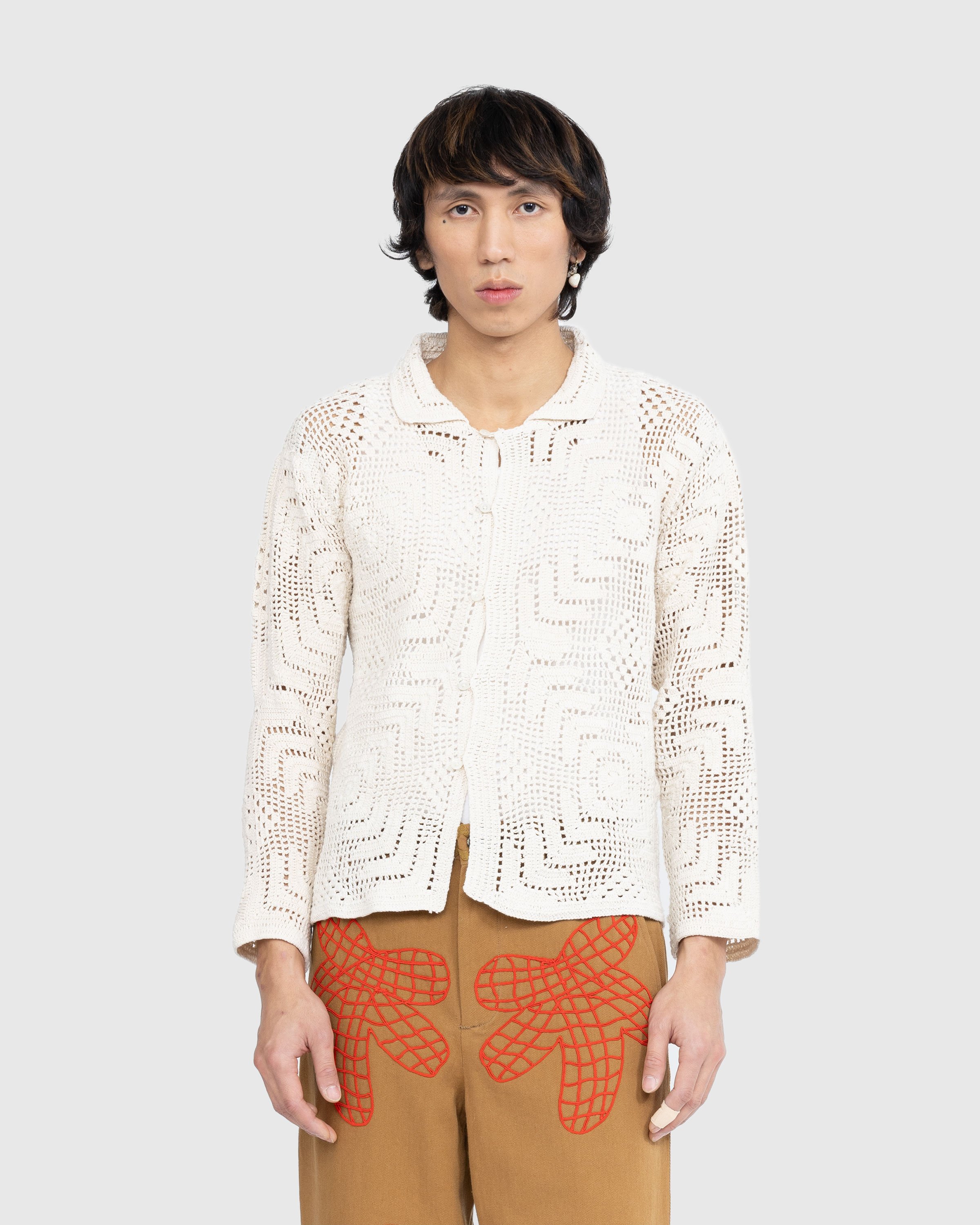 Bode - Overdye Crochet Shirt Cream - Clothing - Beige - Image 2