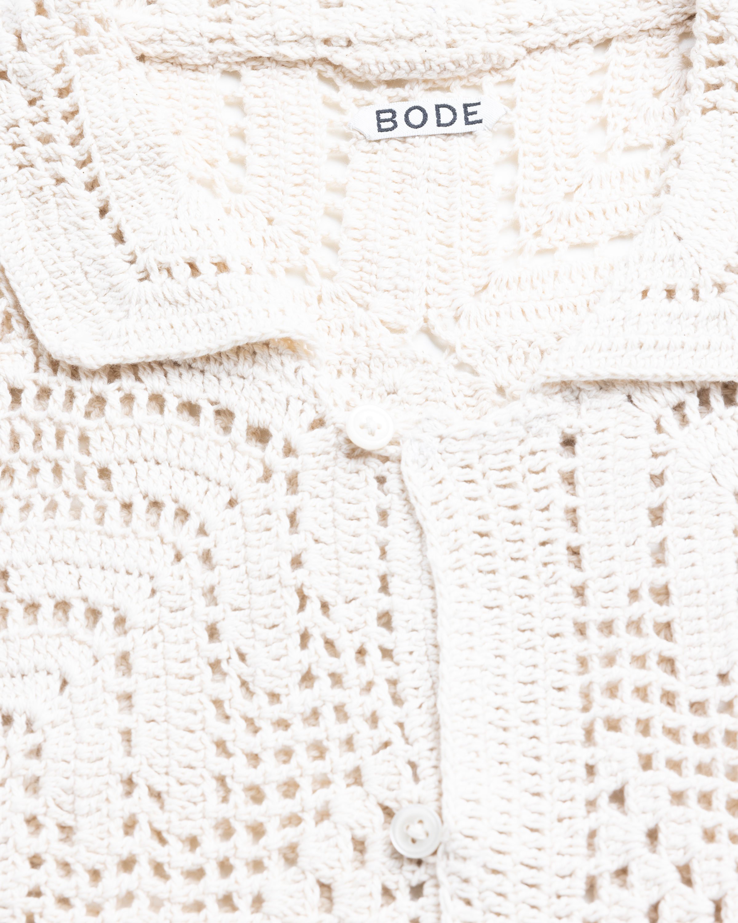 Bode - Overdye Crochet Shirt Cream - Clothing - Beige - Image 5