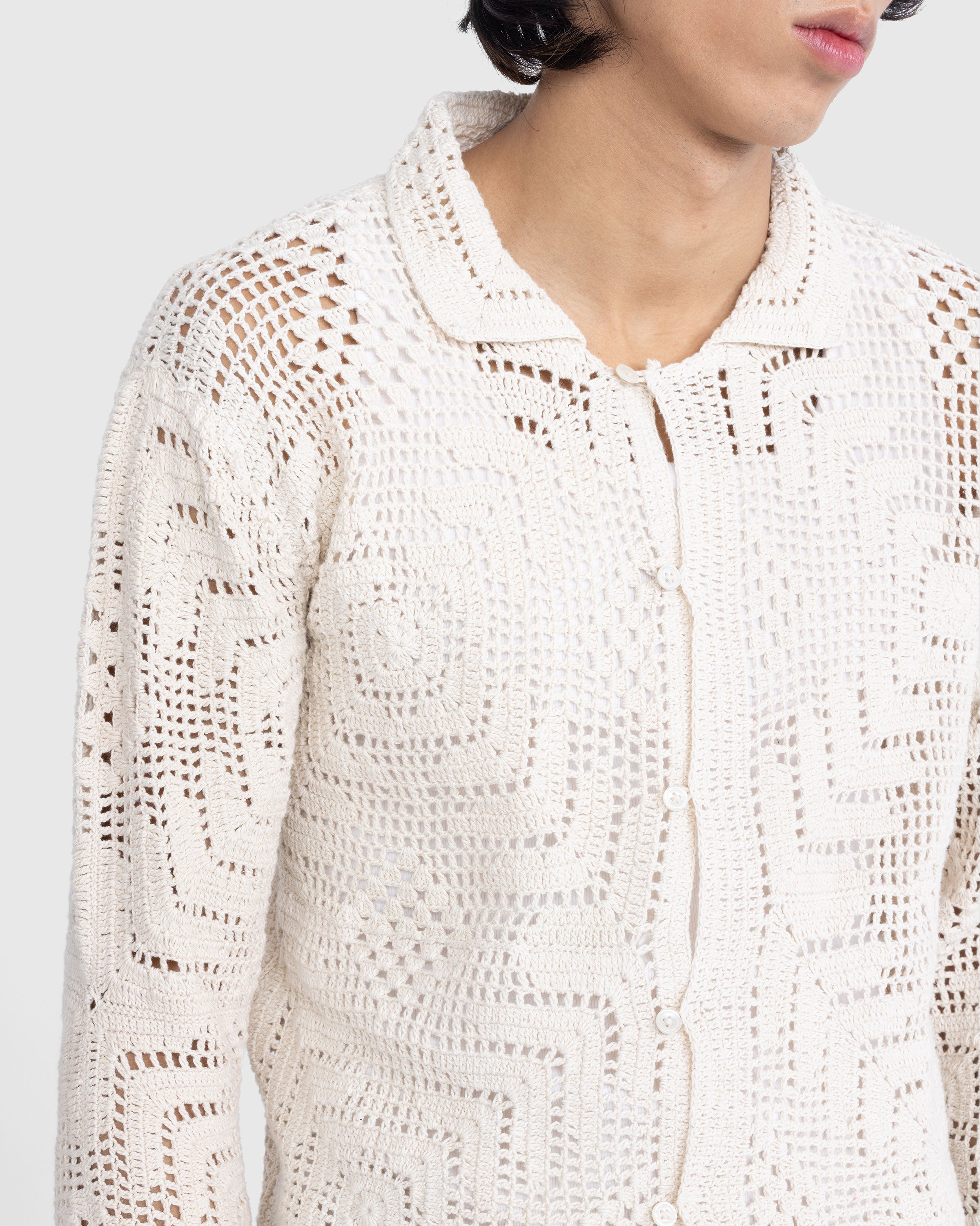 Bode - Overdye Crochet Shirt Cream - Clothing - Beige - Image 6