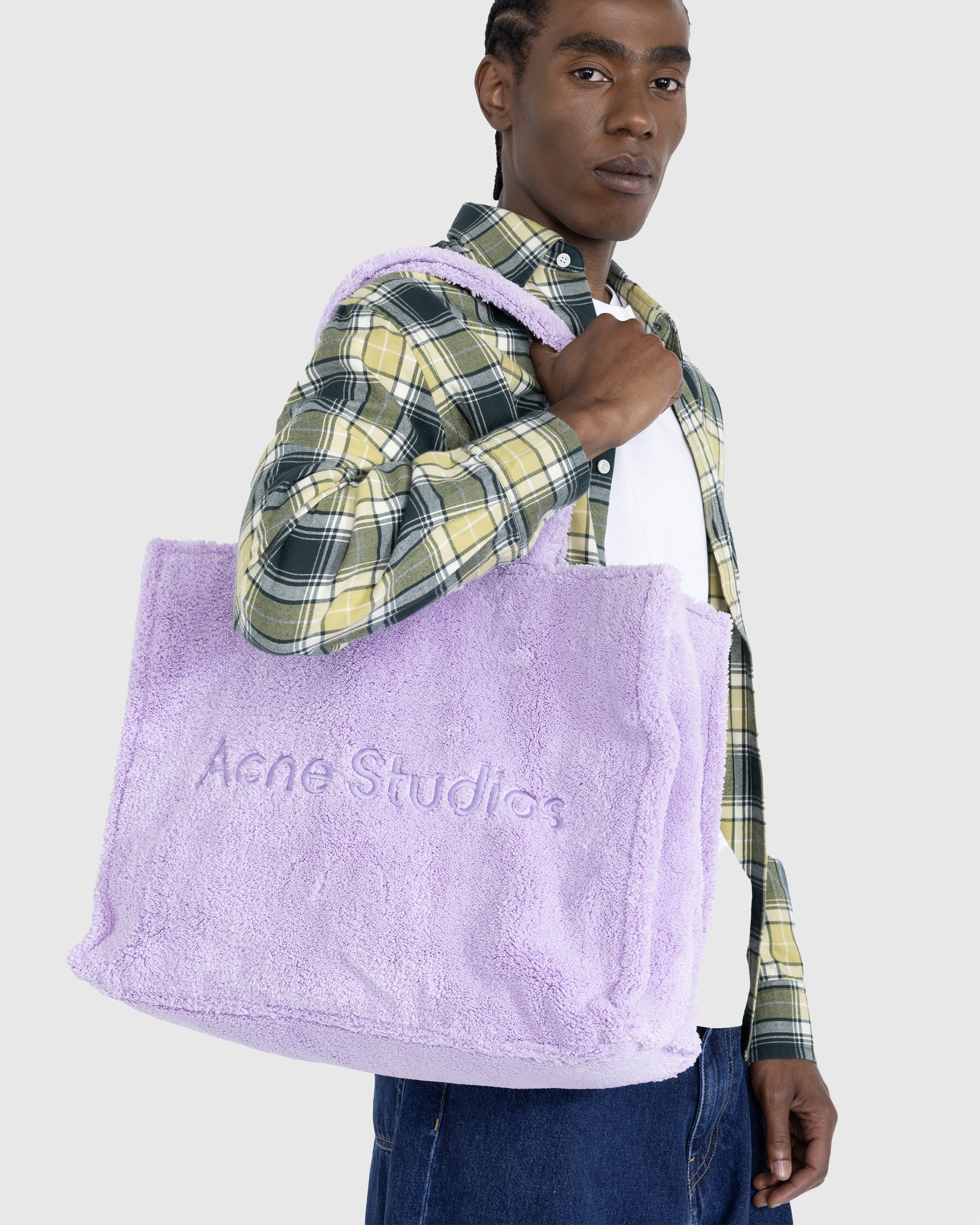 Acne Studios - Furry Logo Shoulder Tote Bag Lilac Purple - Accessories - Purple - Image 6