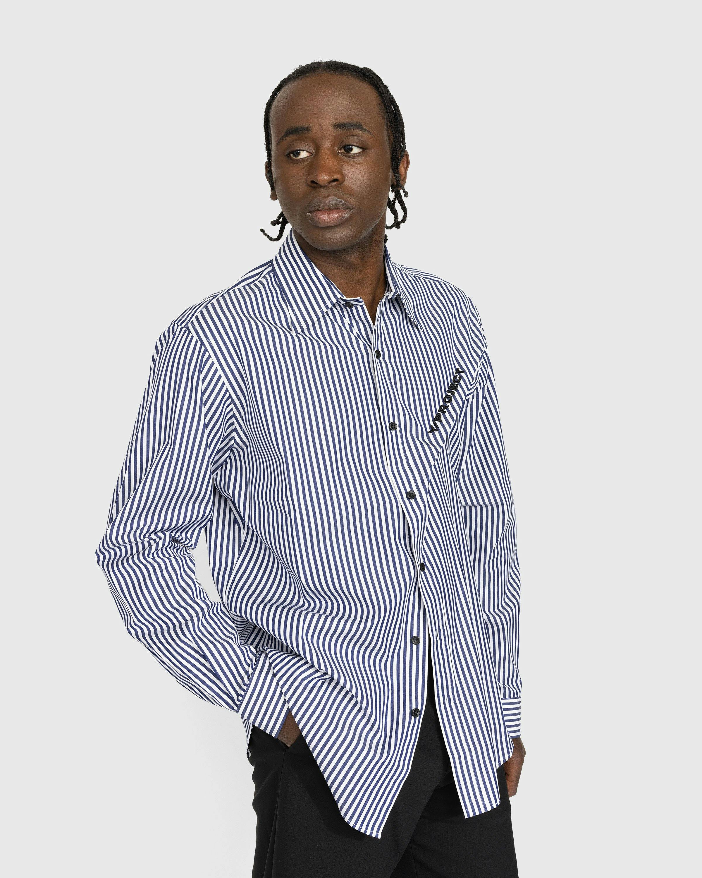 Y/Project - Pinched Logo Stripe Shirt Navy/White - Clothing - Blue - Image 2