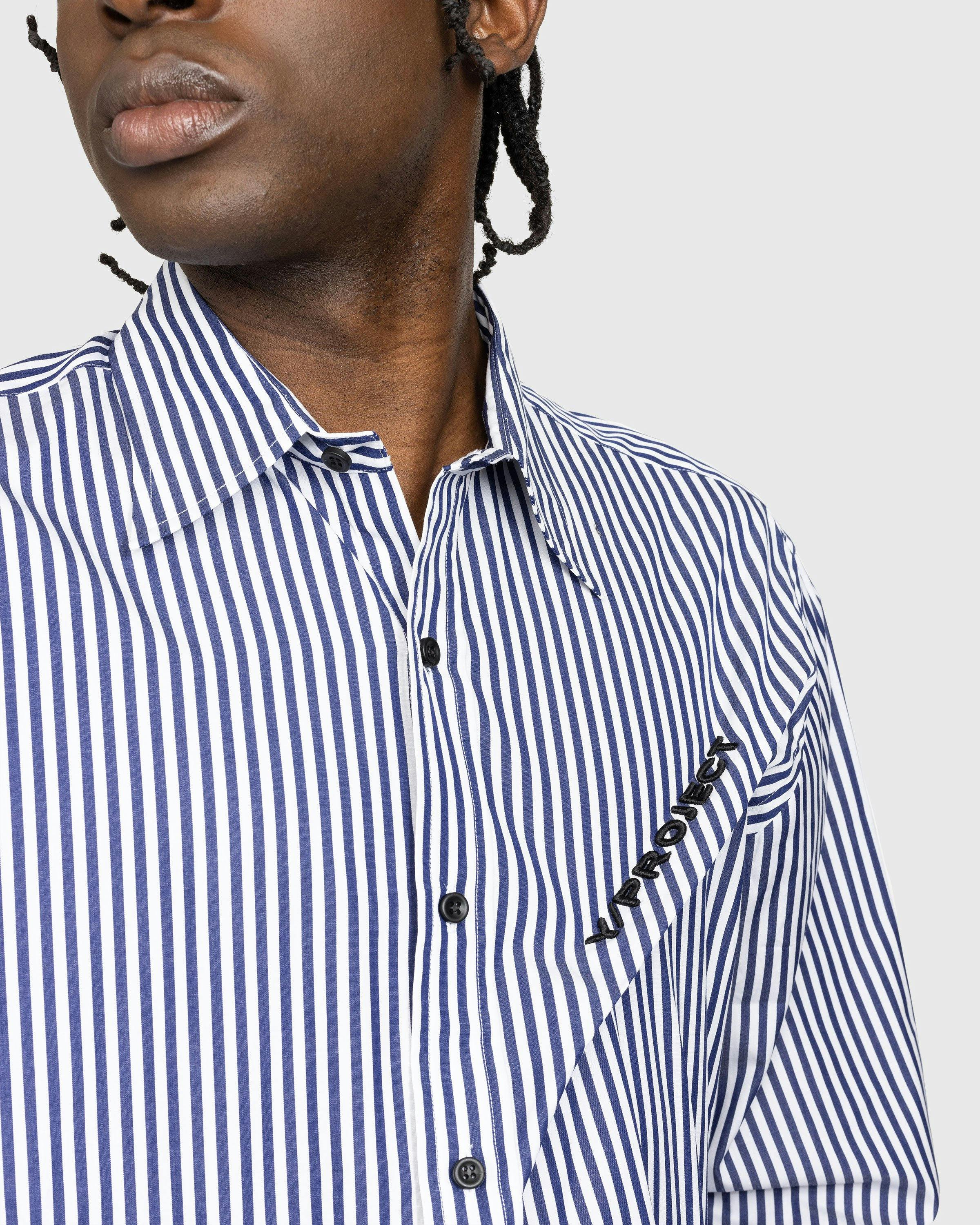 Y/Project - Pinched Logo Stripe Shirt Navy/White - Clothing - Blue - Image 4