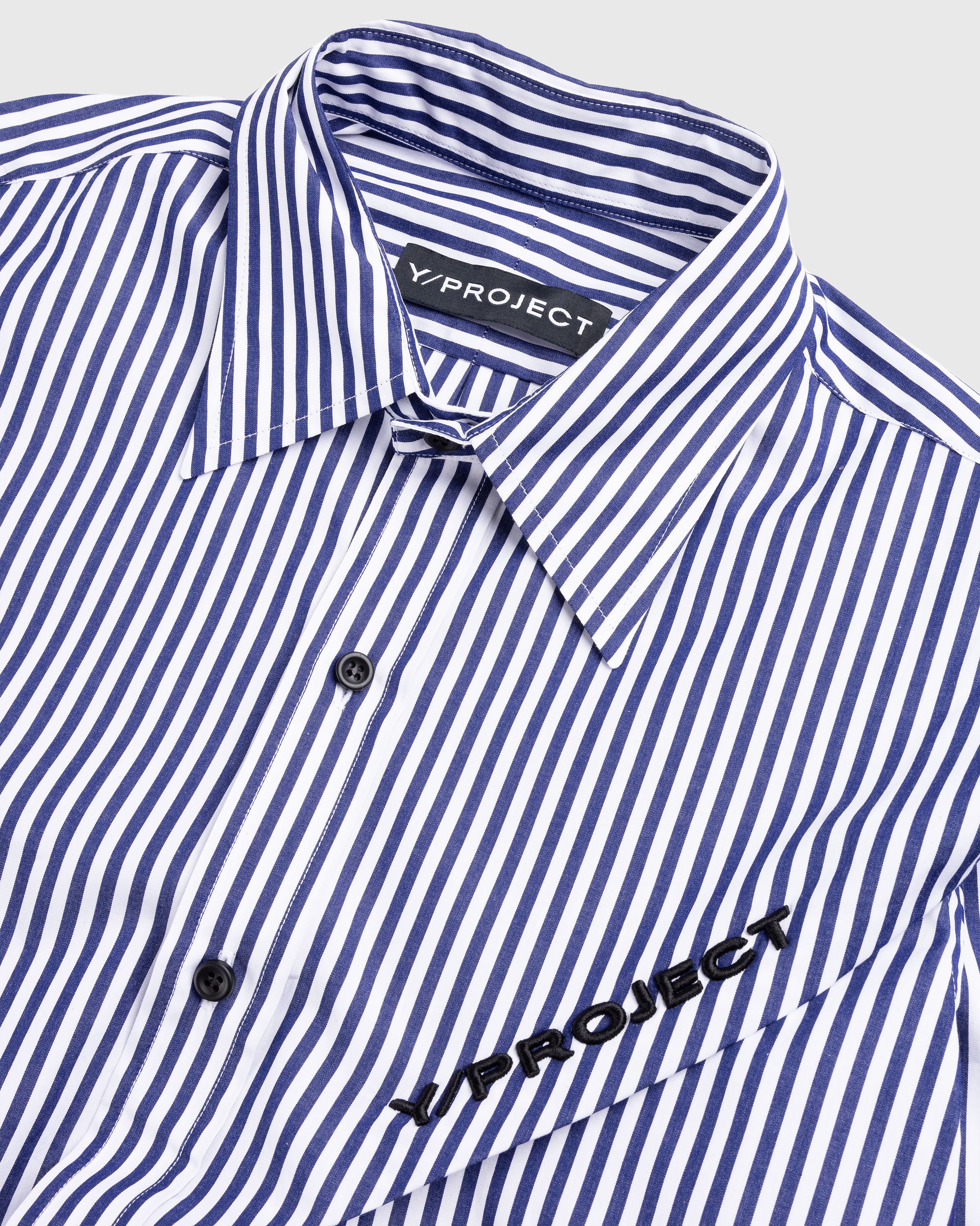 Y/Project - Pinched Logo Stripe Shirt Navy/White - Clothing - Blue - Image 5
