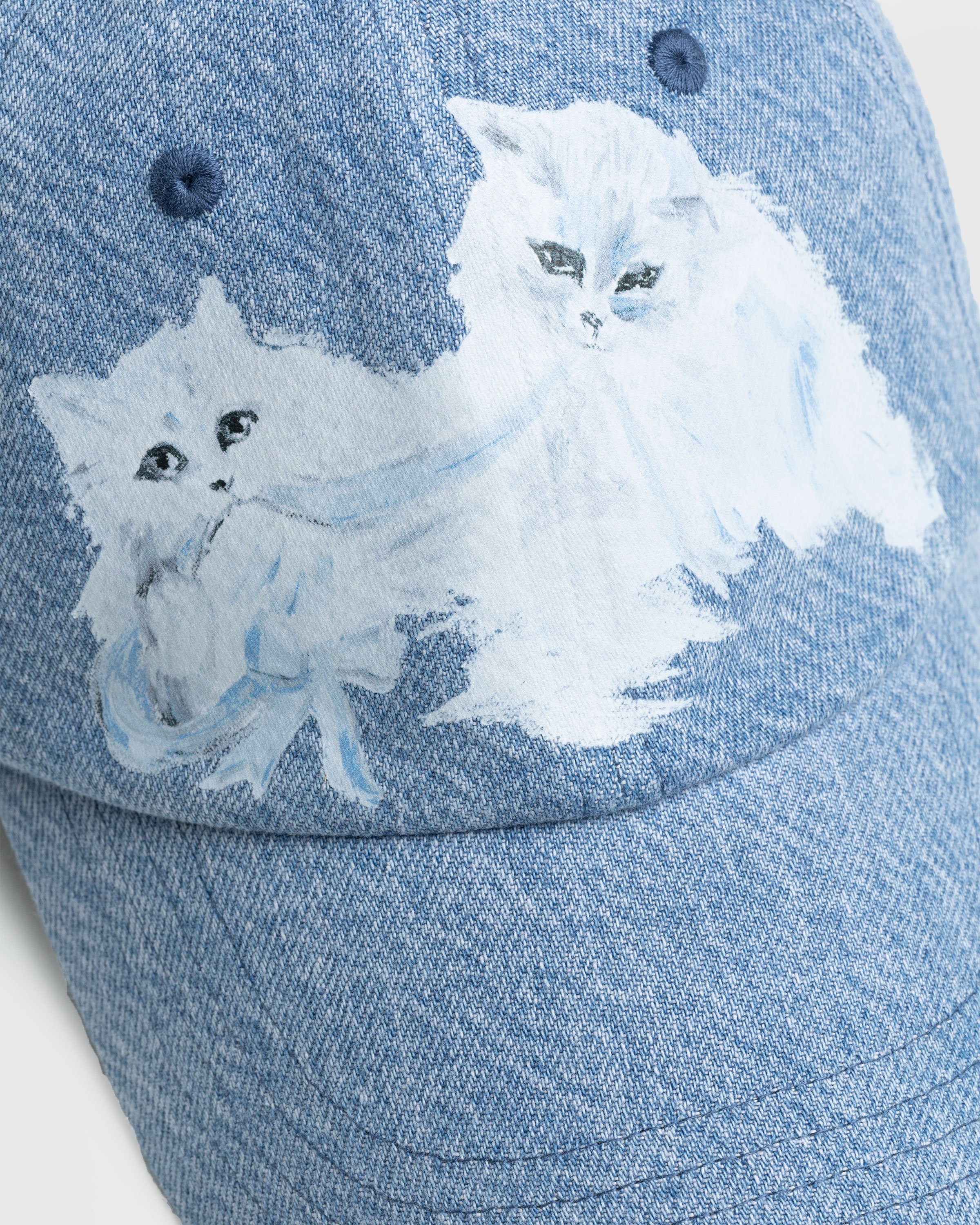 Acne Studios - Cat Print Denim Cap Blue - Accessories - Blue - Image 4