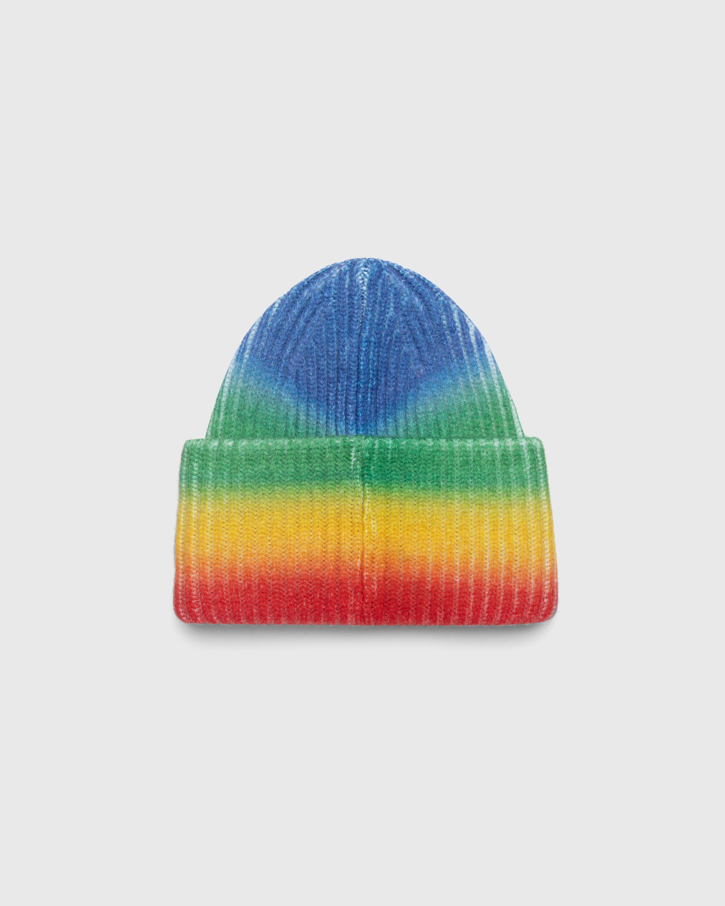 Acne Studios - Knit Face Patch Beanie Coral Red/Green - Accessories - Multi - Image 2
