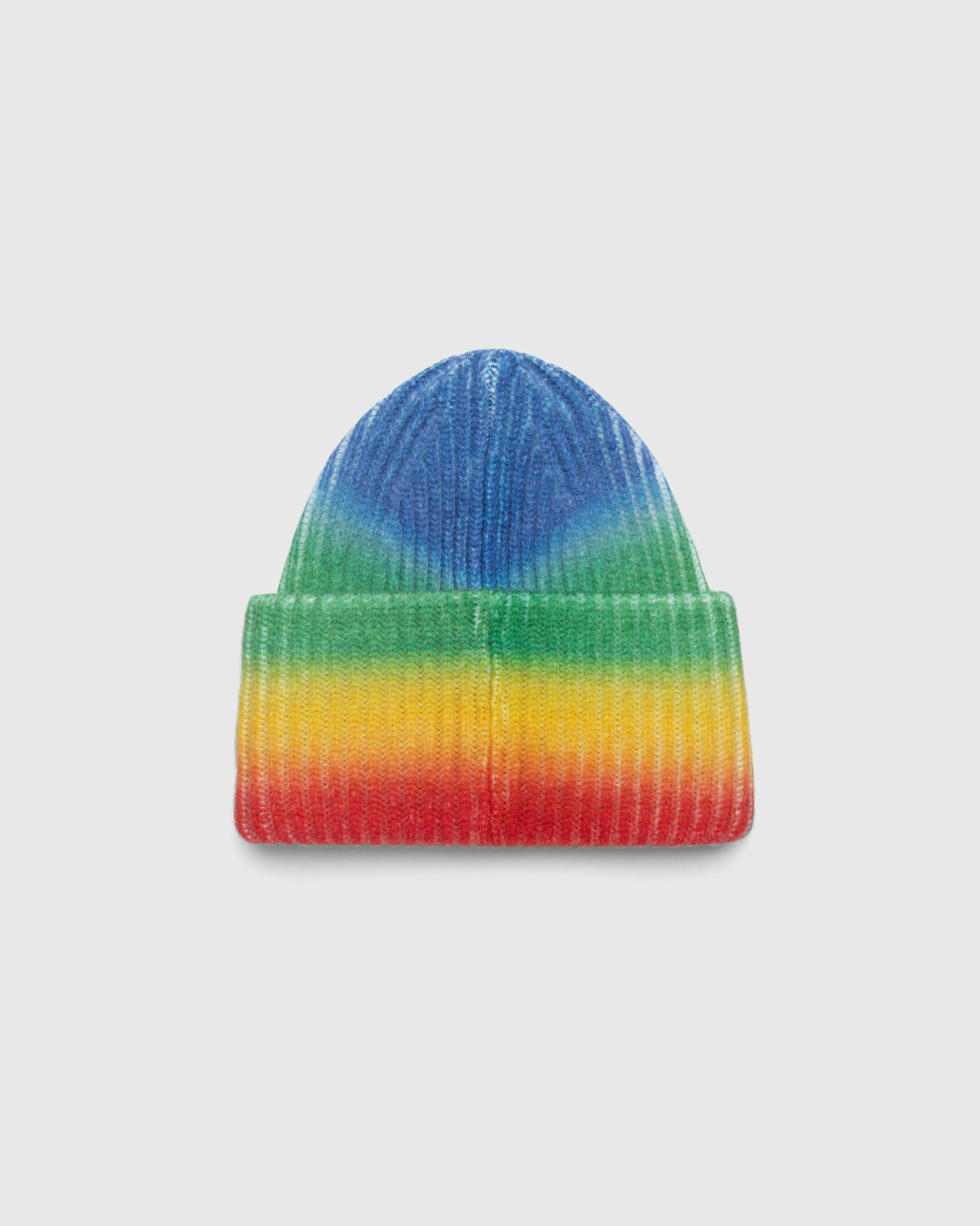 Acne Studios - Knit Face Patch Beanie Coral Red/Green - Accessories - Multi - Image 2