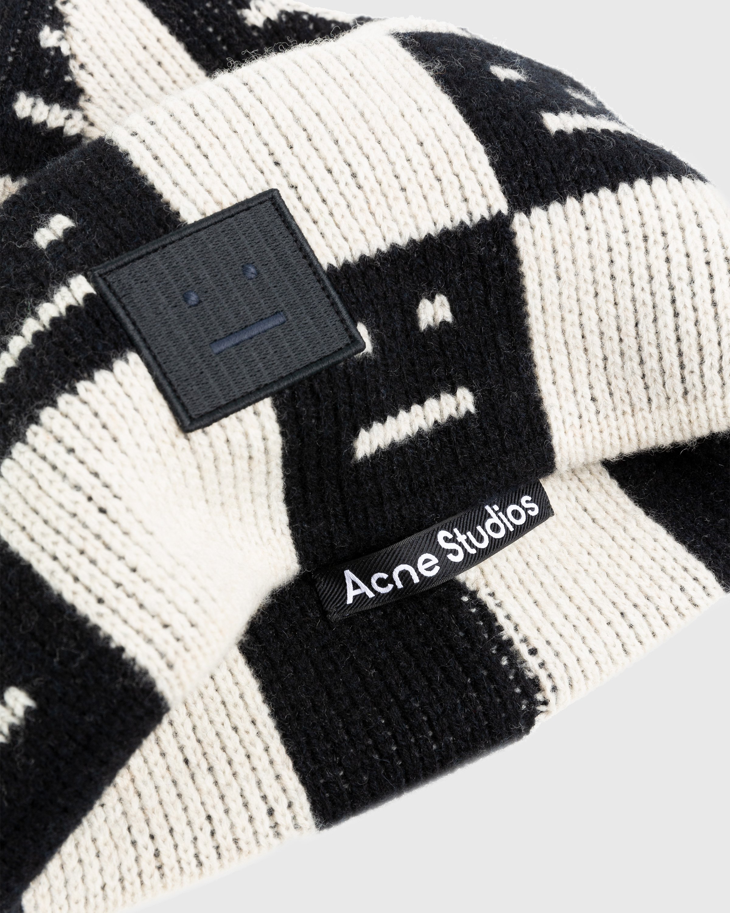 Acne Studios - Jacquard Knit Beanie Black/Oatmeal Melange - Accessories - Black - Image 3