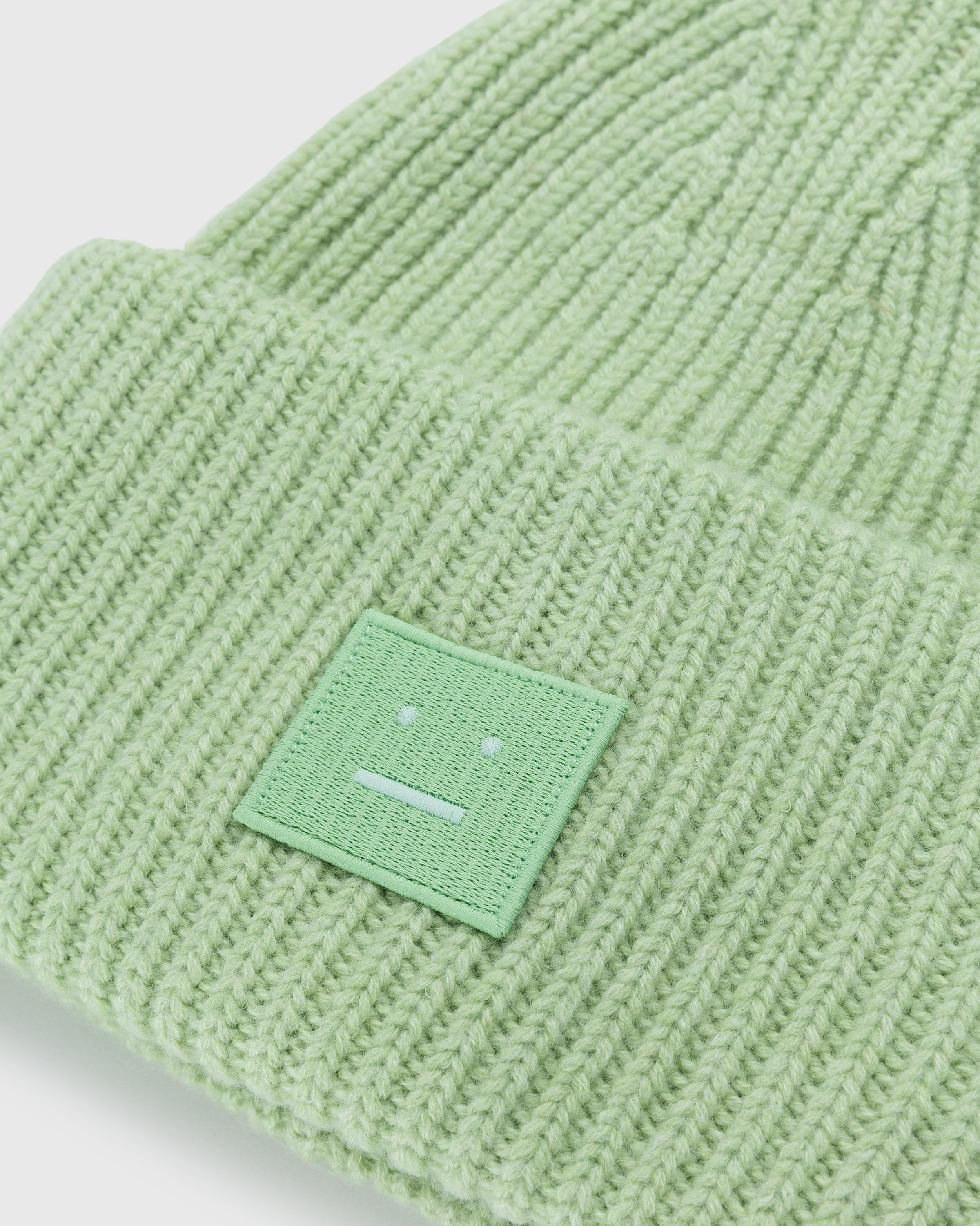 Acne Studios - Knit Face Patch Beanie Pale Green - Accessories - Green - Image 3