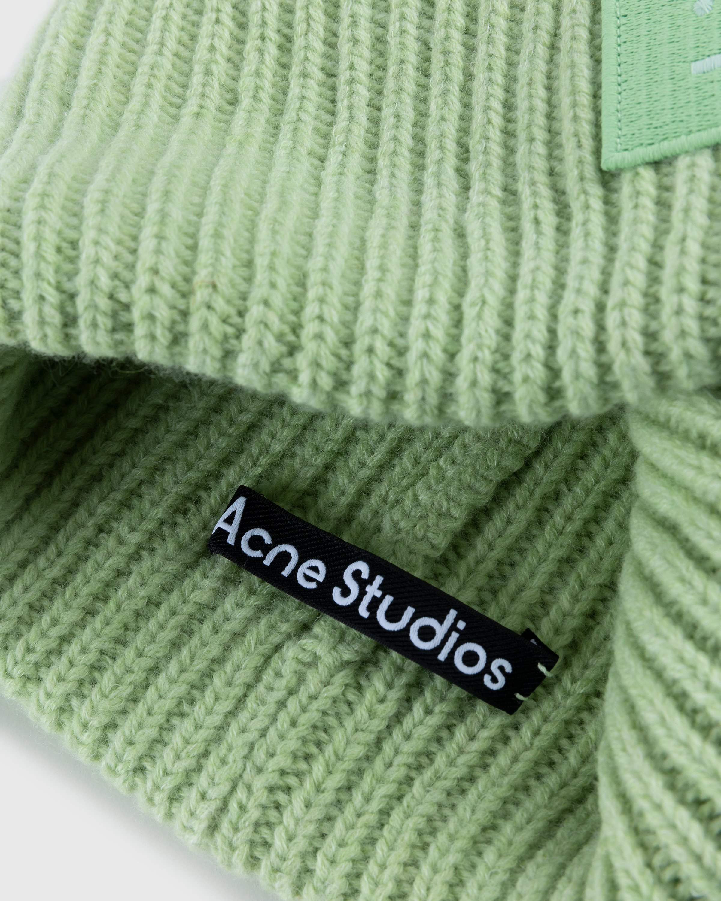 Acne Studios - Knit Face Patch Beanie Pale Green - Accessories - Green - Image 4