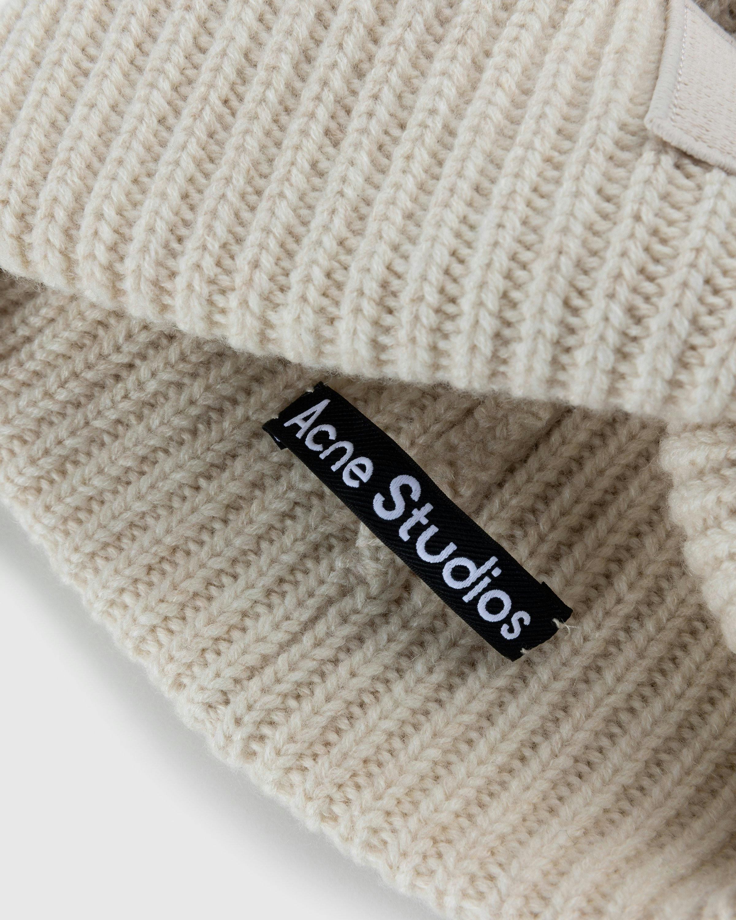 Acne Studios - Knit Face Patch Beanie Oatmeal Melange - Accessories - Beige - Image 3