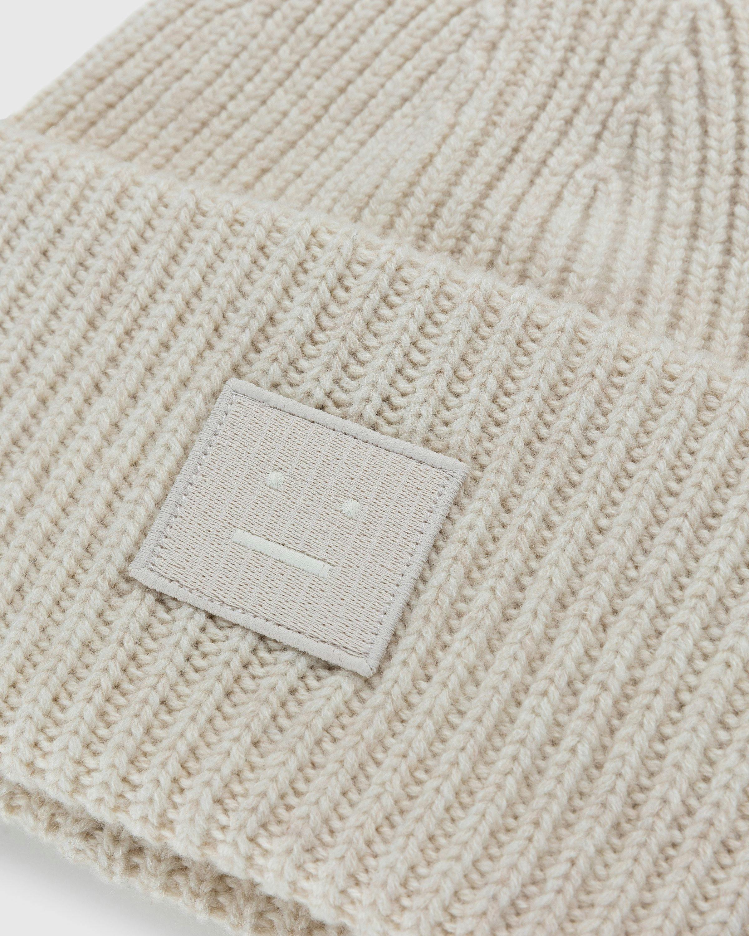 Acne Studios - Knit Face Patch Beanie Oatmeal Melange - Accessories - Beige - Image 4