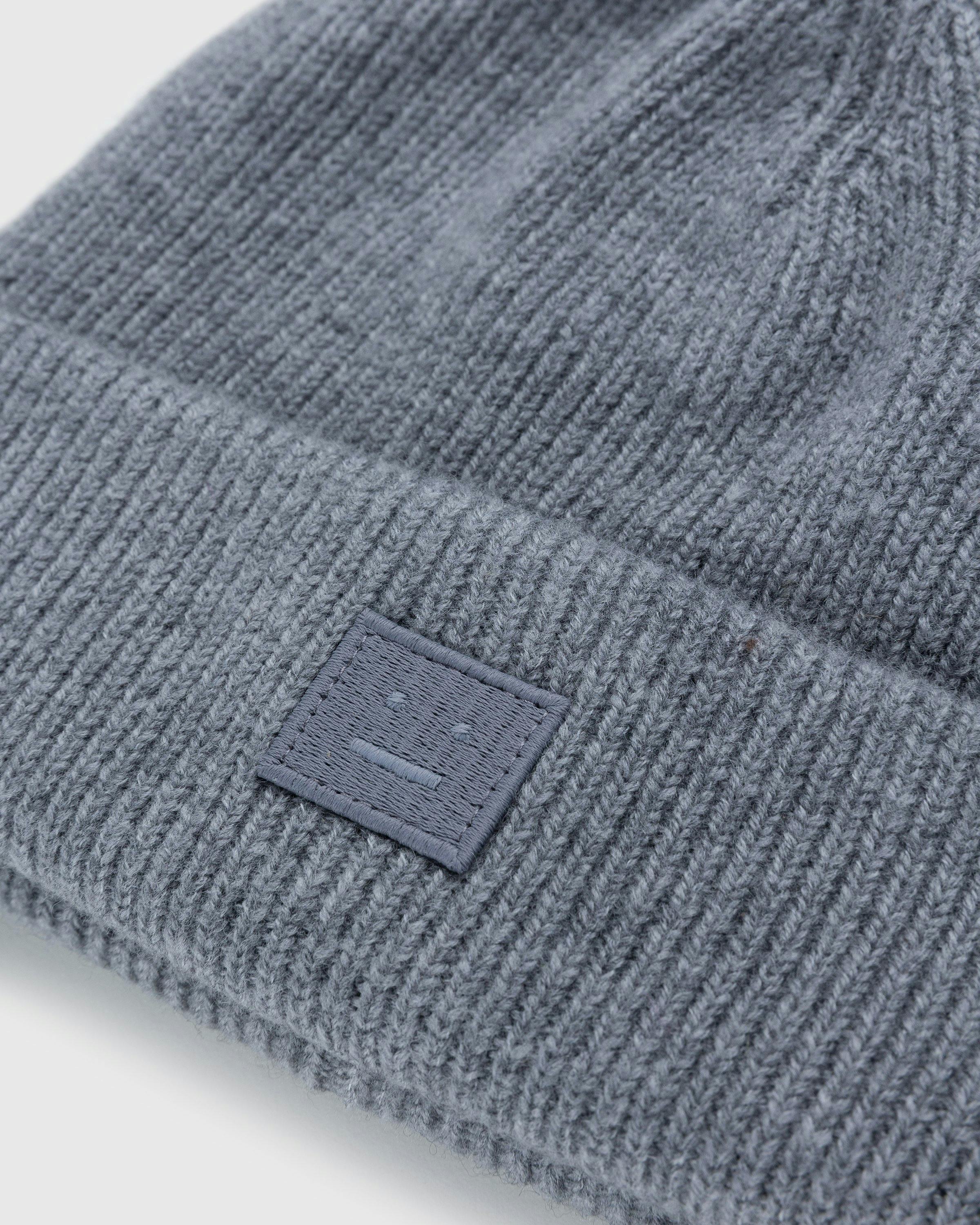 Acne Studios - Small Face Logo Beanie Grey Melange - Accessories - Grey - Image 3