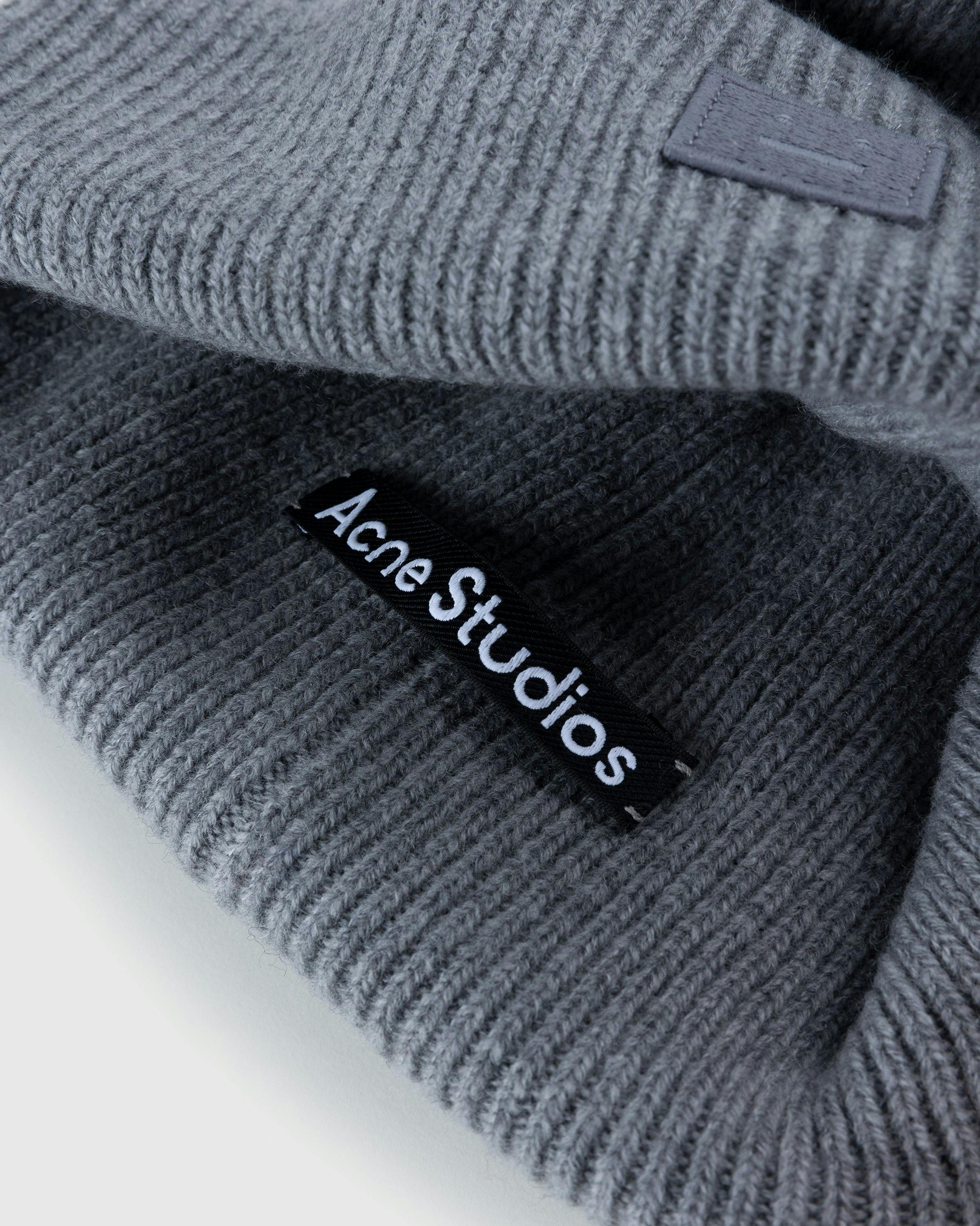 Acne Studios - Small Face Logo Beanie Grey Melange - Accessories - Grey - Image 4