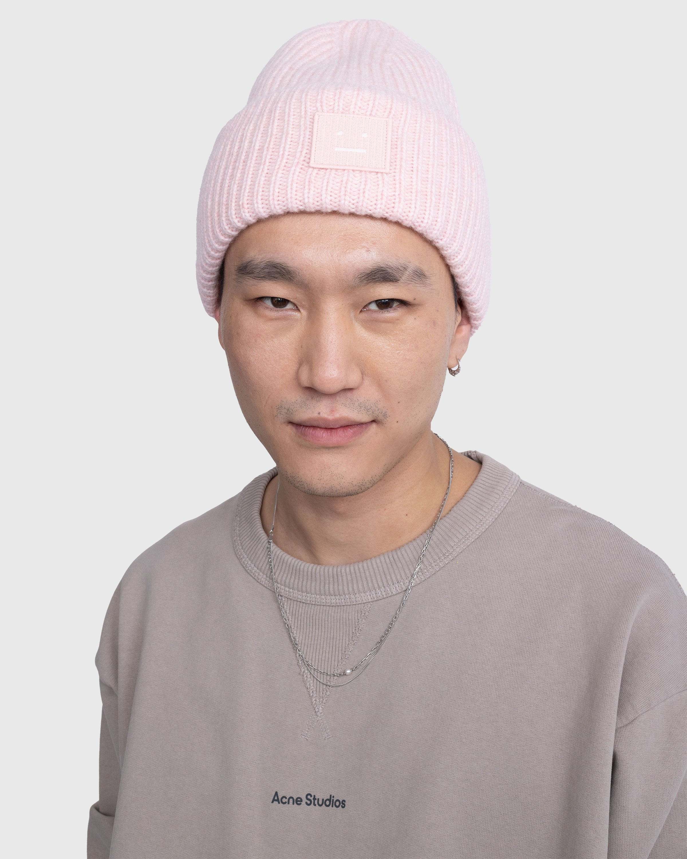 Acne Studios - Large Face Logo Beanie Pink - Accessories - Pink - Image 4