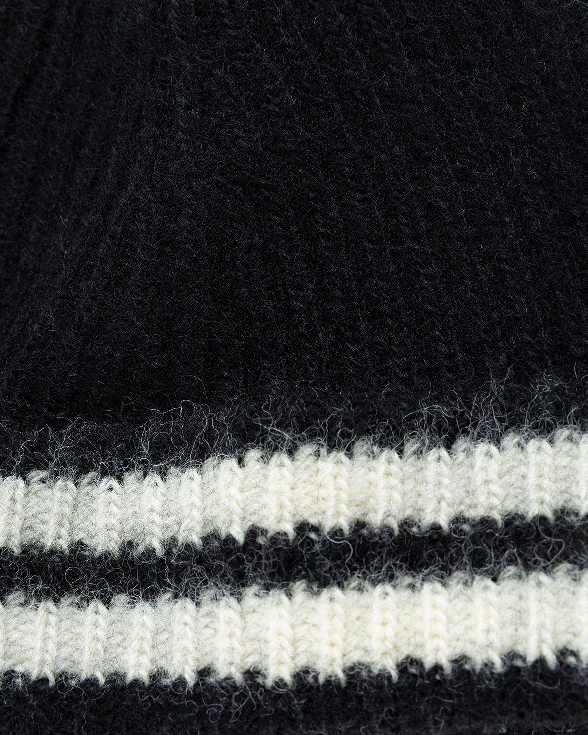 Our Legacy - Knitted Stripe Hat Black Ivory Wool - Accessories - Black - Image 4