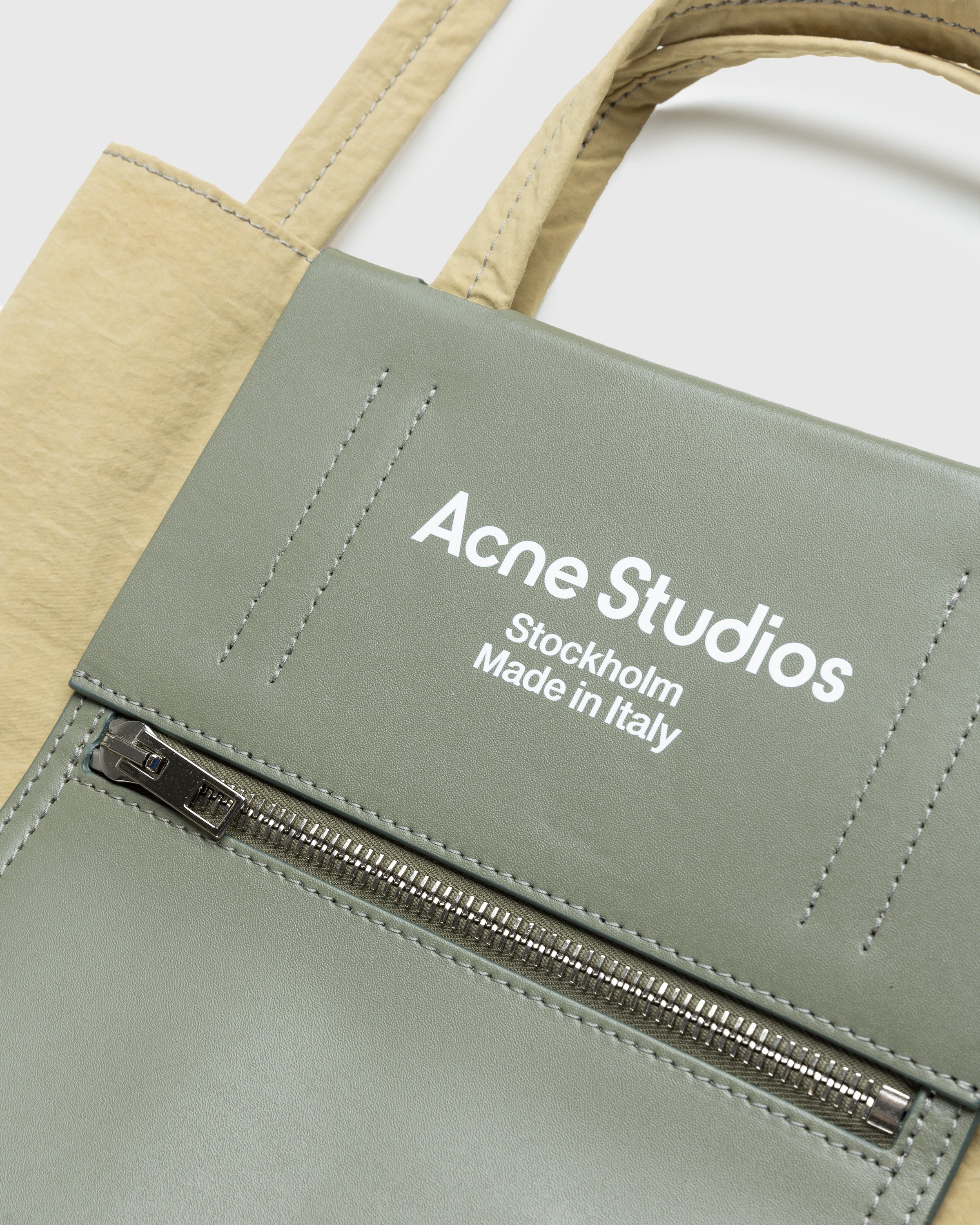 Acne Studios - Recycled Nylon Tote Bag Olive Green - Accessories - Beige - Image 5