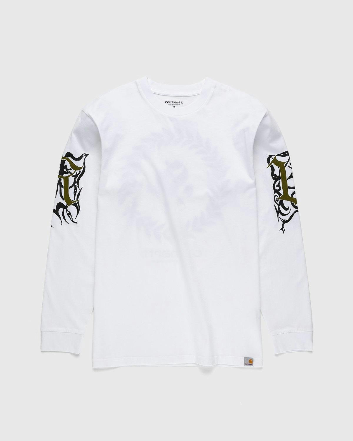 Carhartt WIP x Herrensauna - Logo Long Sleeve White Black Cypress - Clothing - White - Image 2