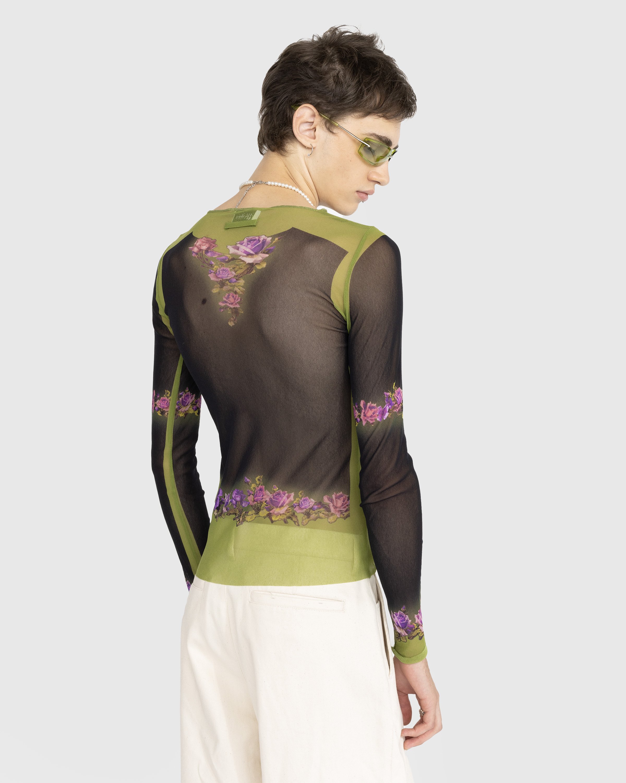 Jean Paul Gaultier - Crew Neck Long Sleeves "Fleurs Petit Grand" Green - Clothing - Green - Image 3