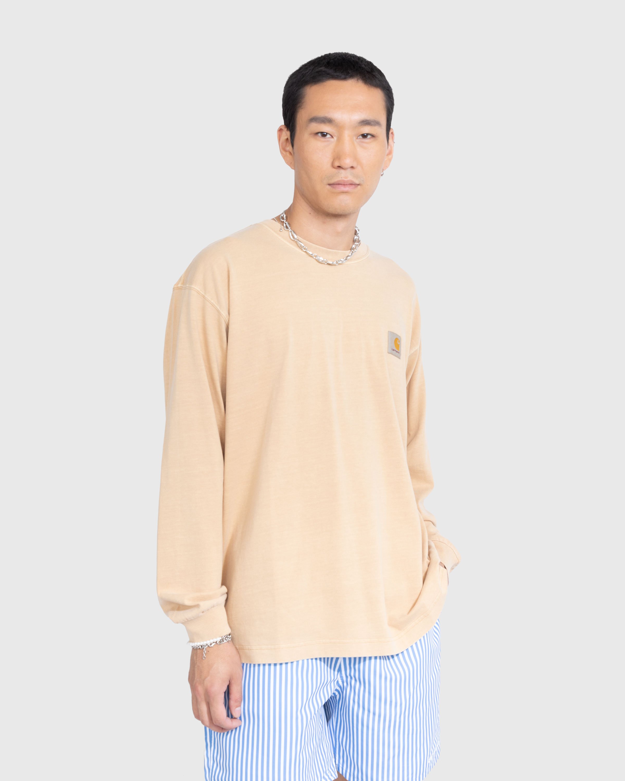 Carhartt WIP - Nelson Longsleeve T-Shirt Garment-Dyed Dusty Hamilton Brown - Clothing - Brown - Image 2