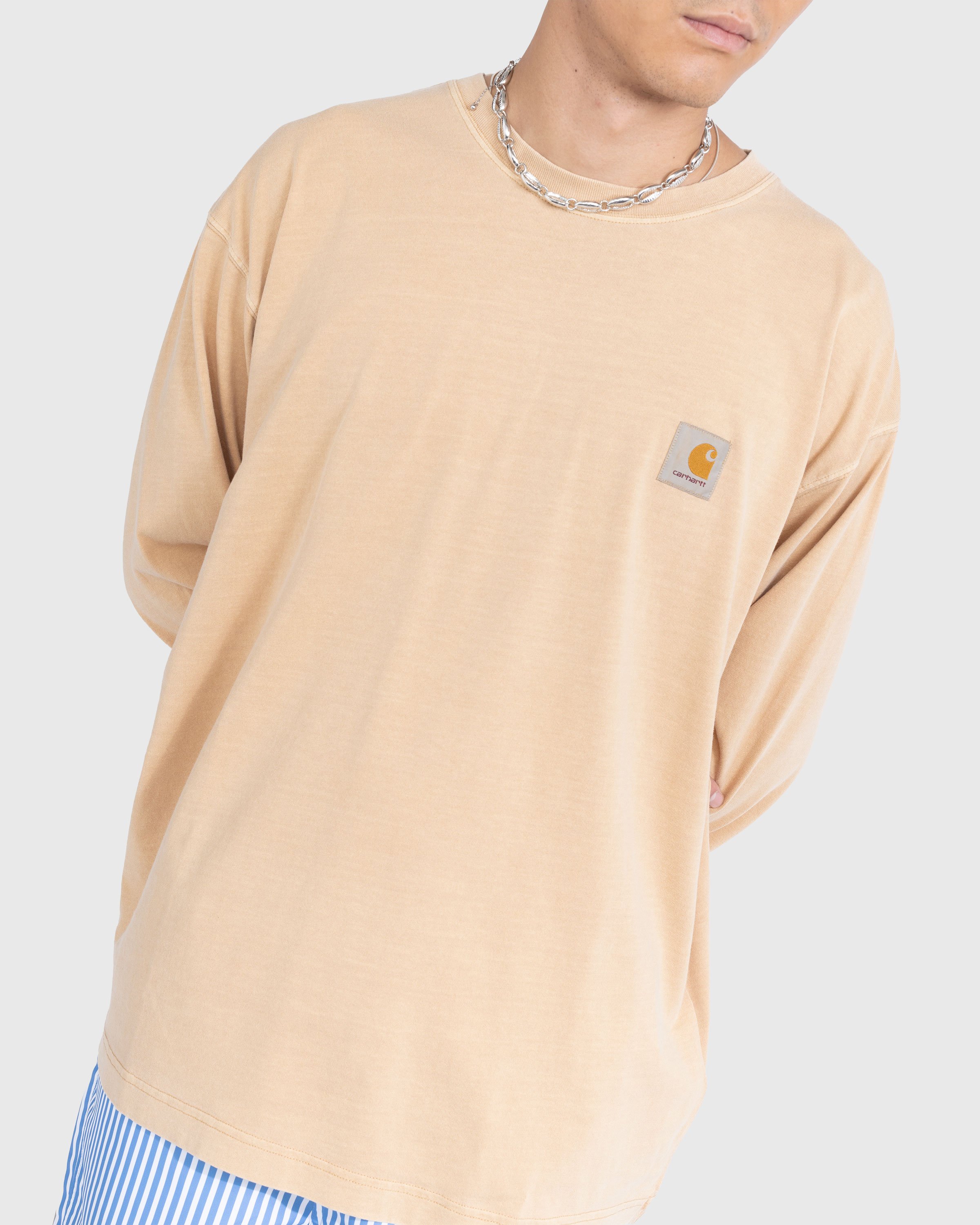 Carhartt WIP - Nelson Longsleeve T-Shirt Garment-Dyed Dusty Hamilton Brown - Clothing - Brown - Image 4