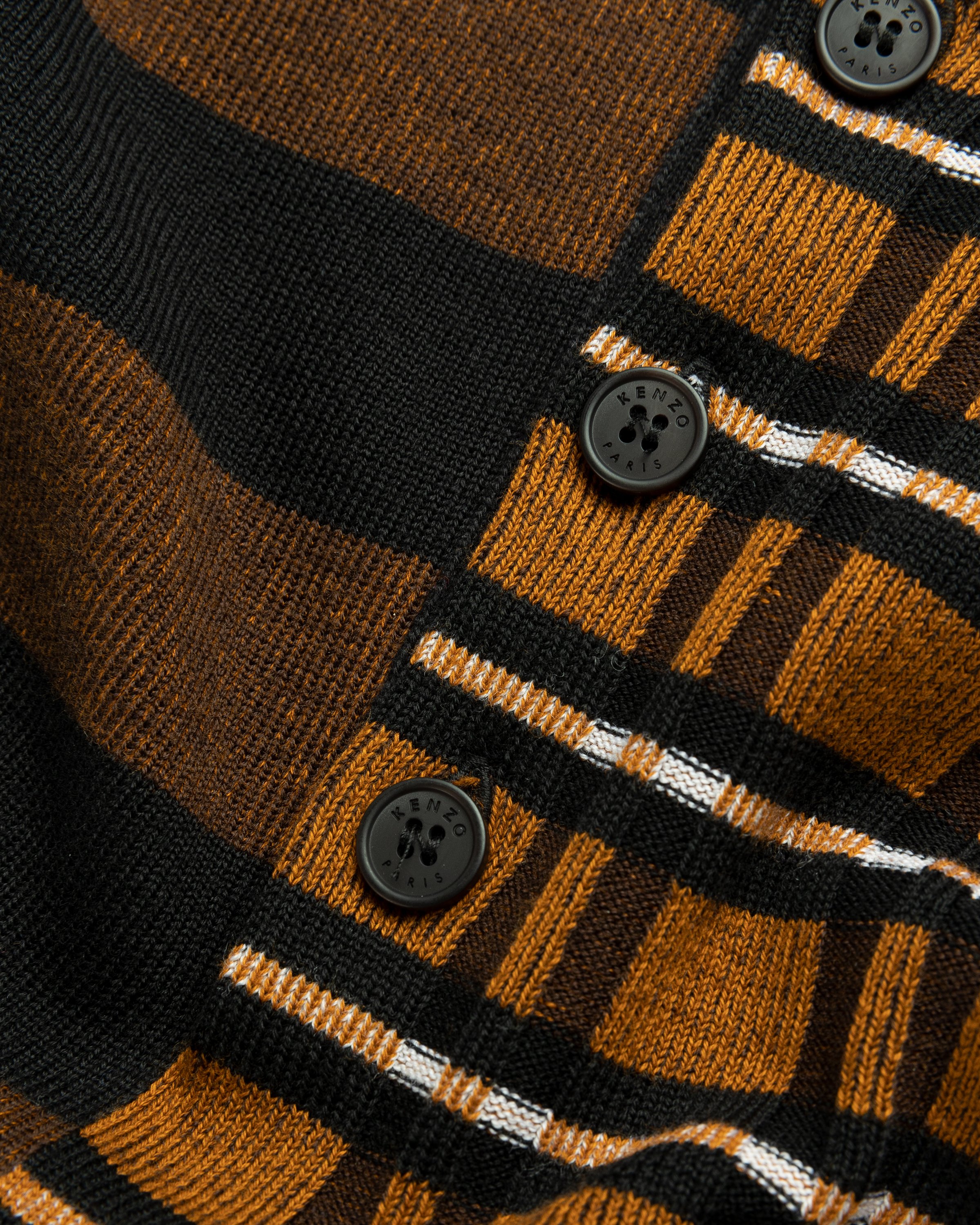 Kenzo - Striped Merino Wool Polo Dark Camel - Clothing - Brown - Image 5