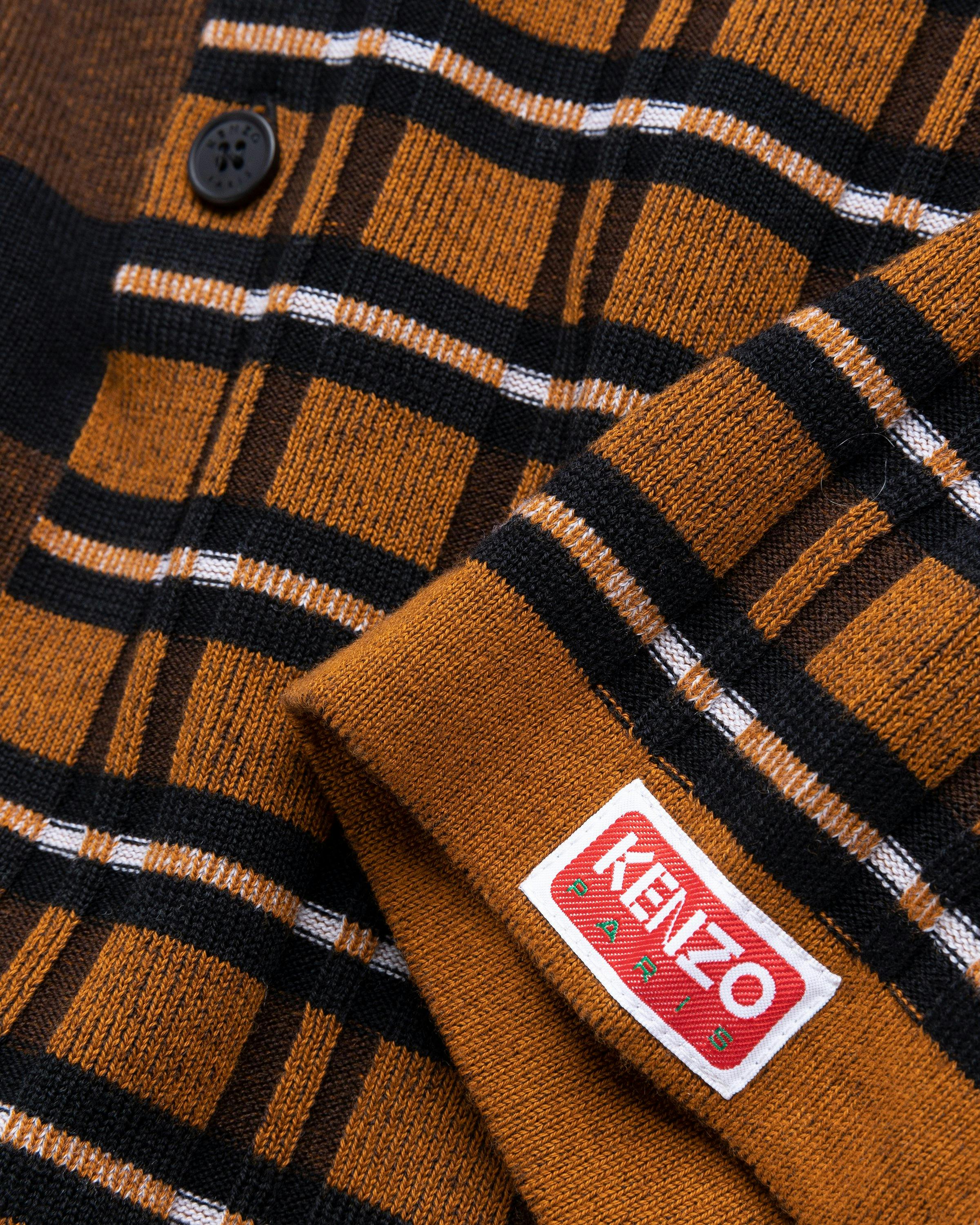 Kenzo - Striped Merino Wool Polo Dark Camel - Clothing - Brown - Image 6